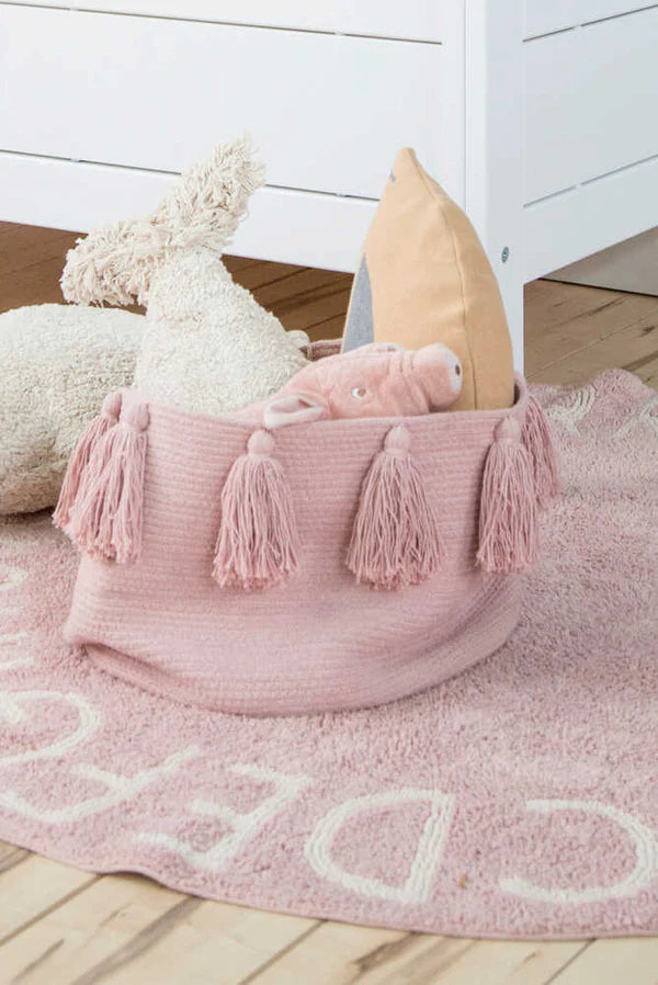 BASKET TASSELS PINK Little Wonder & Co