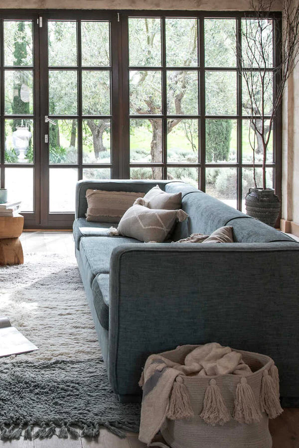 BASKET TASSELS SOFT BLUE Little Wonder & Co