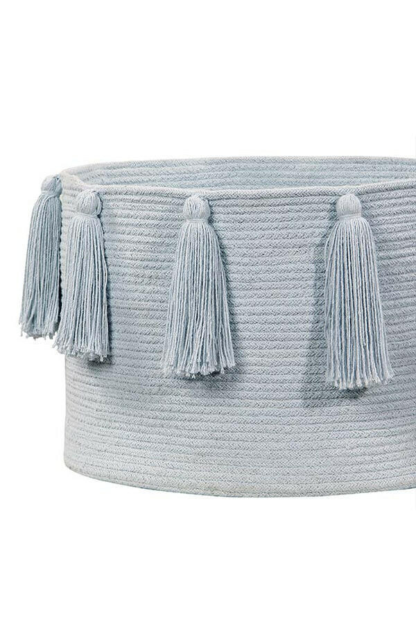 BASKET TASSELS SOFT BLUE Little Wonder & Co