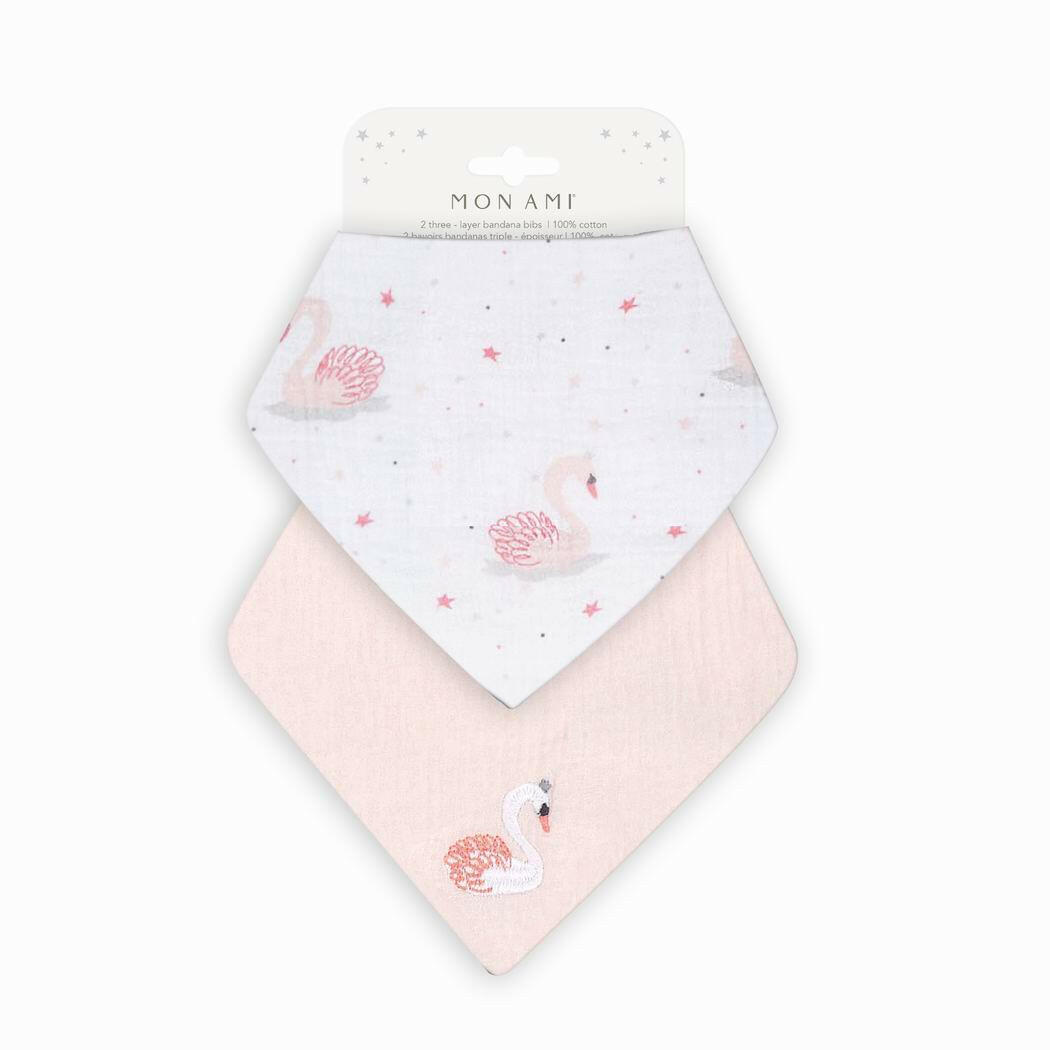 French Swan 2 Pk Bib Set Nursing & Feeding MON AMI