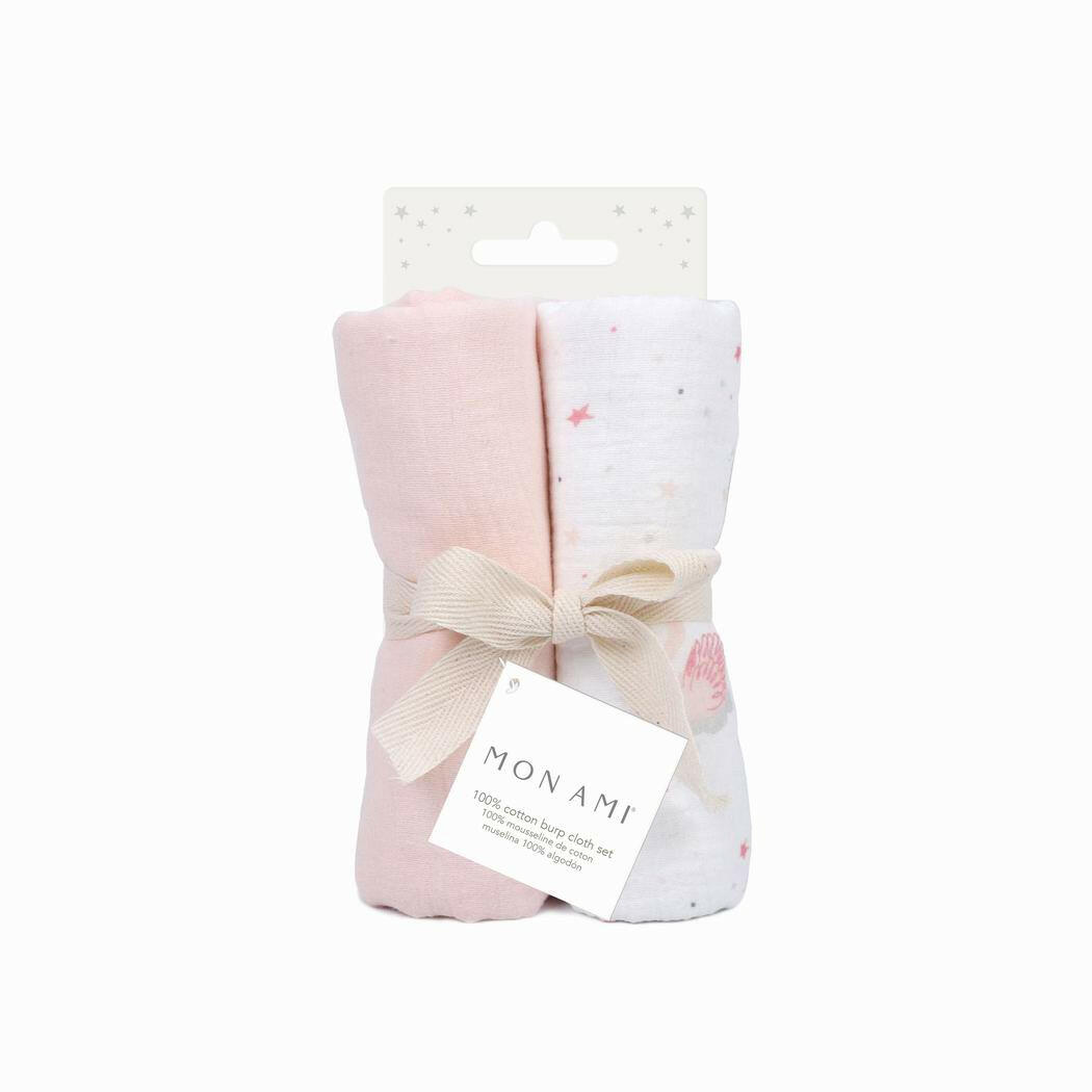 French Swan 2 Pk Burp Cloth Set Nursing & Feeding MON AMI