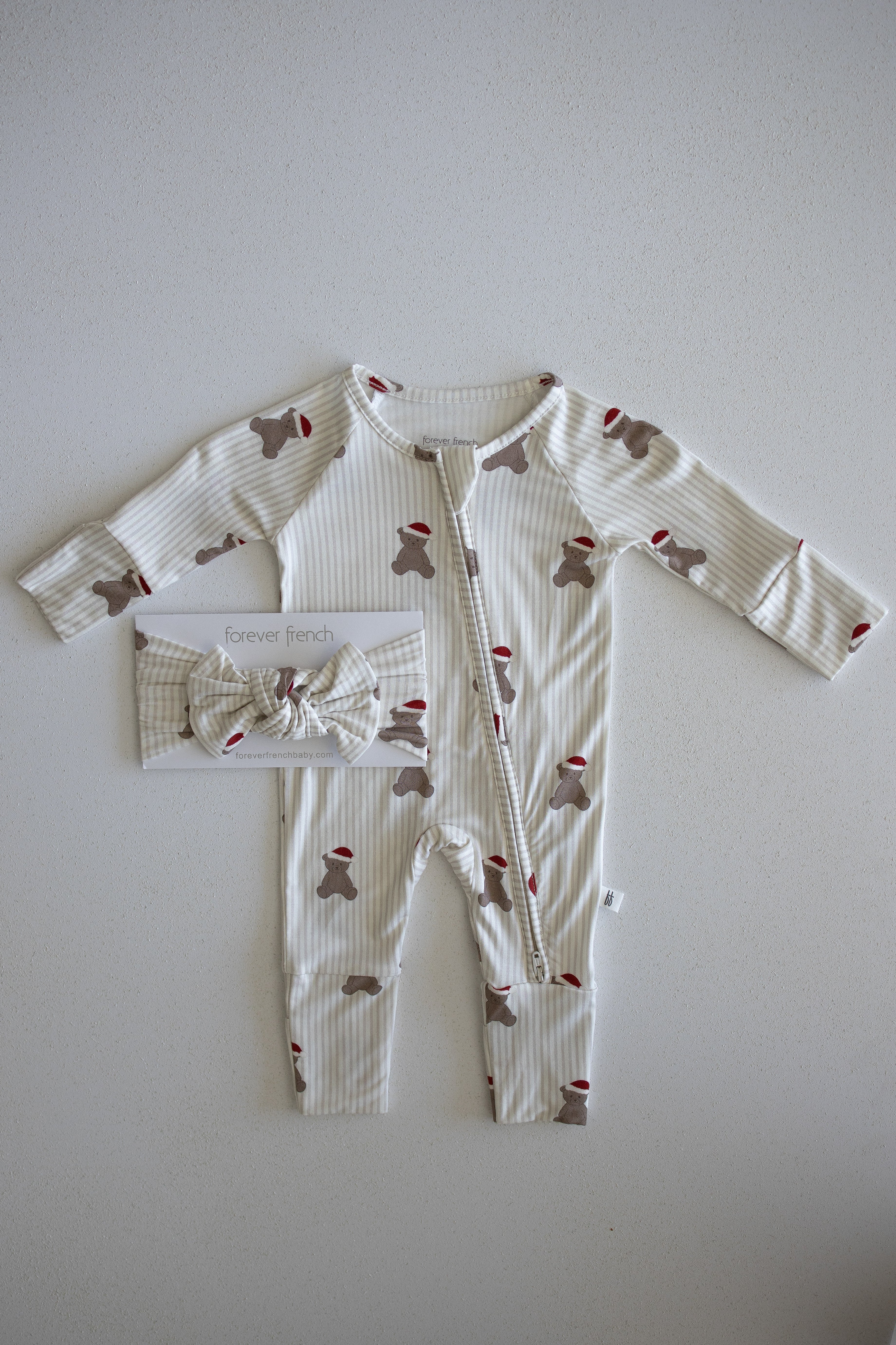 Bamboo Zip Pajamas | Santa Teddy