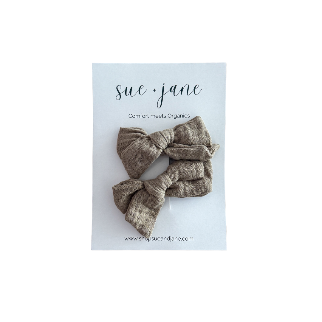 Mocha Organic Cotton Bows