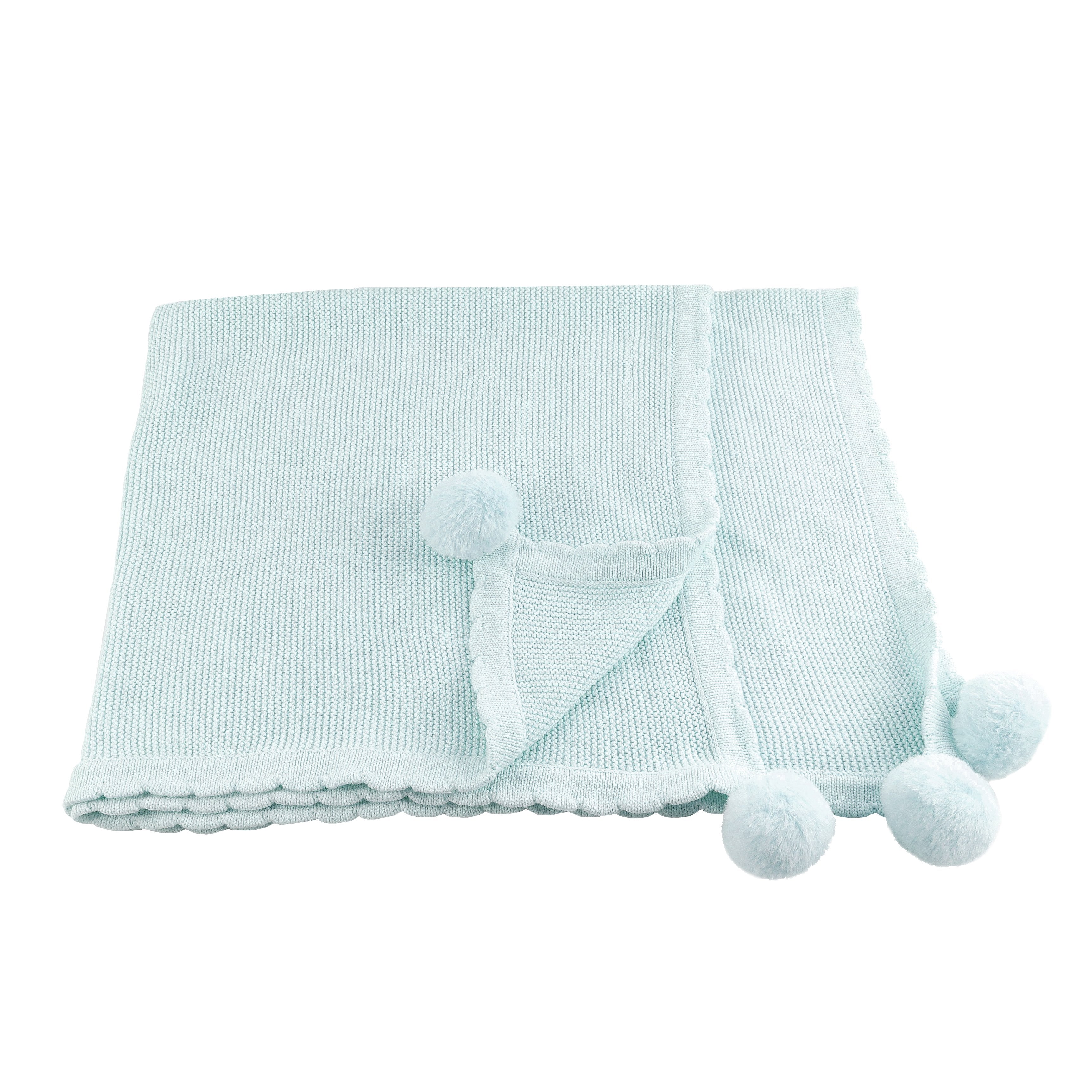 Pom Pom Blanket - Pale Blue