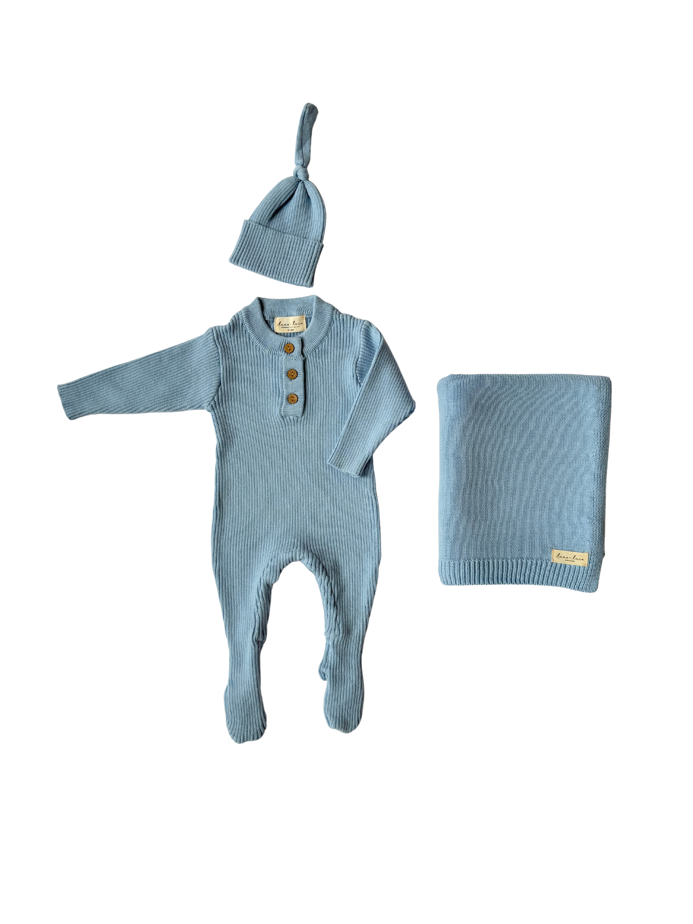 Baby Rib Henley Bundle - Powder Blue