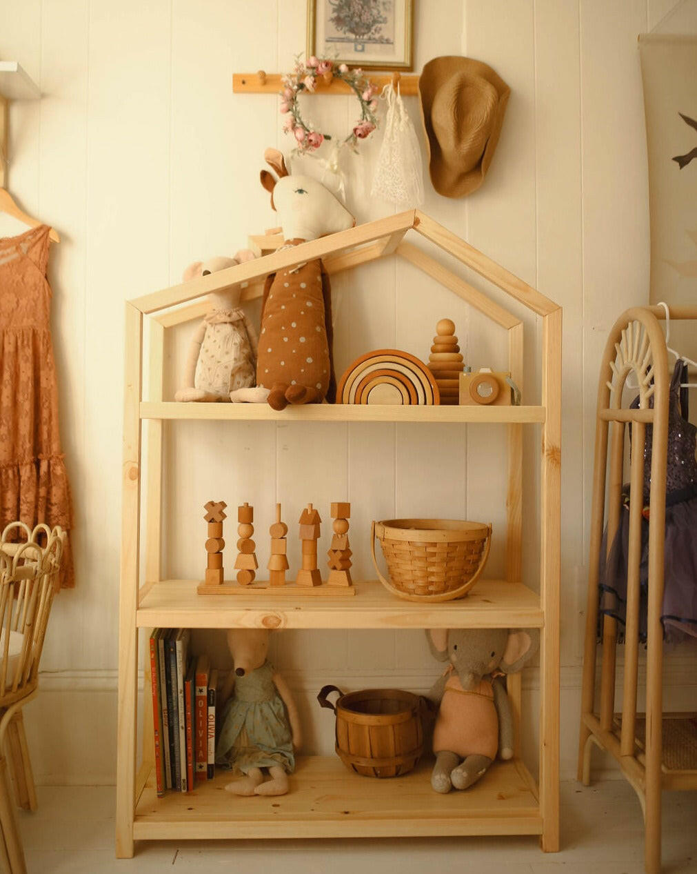 Aidan Wooden House Shelf Furniture Ellie & Becks Co.