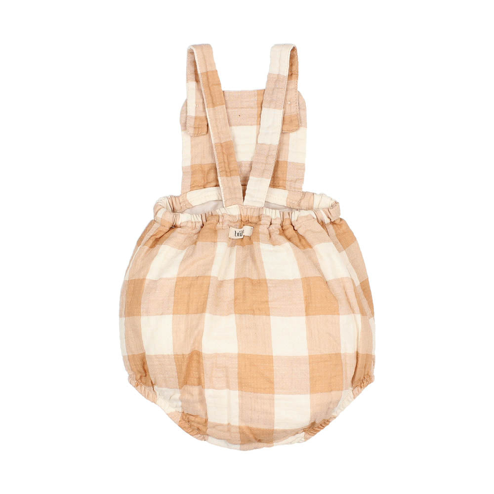 Baby Gingham Romper - Caramel