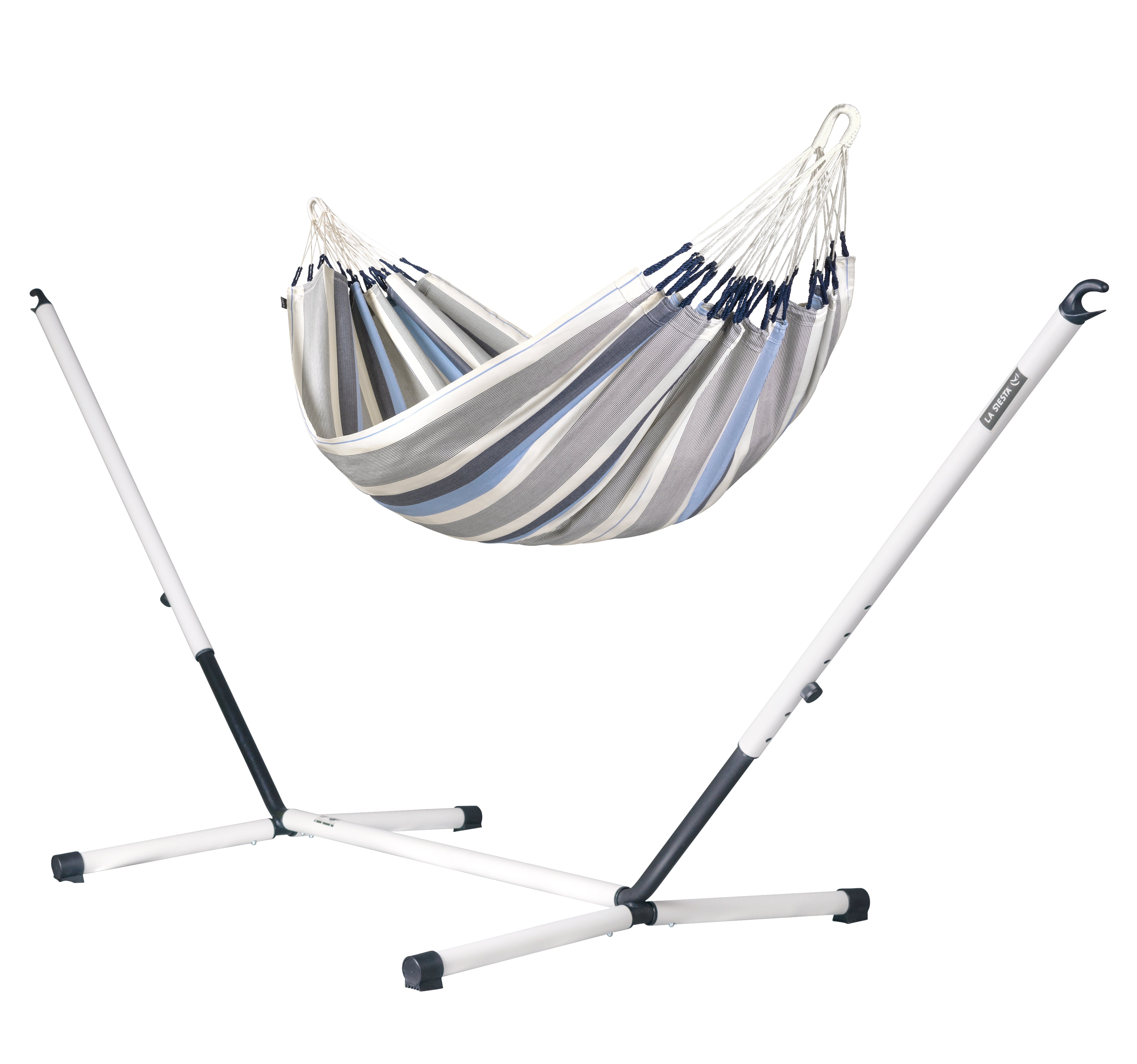 Nautico Cool Grey Outdoor Sea Salt - Weather-Resistant Kingsize Hammock with Powder Coated Steel Stand