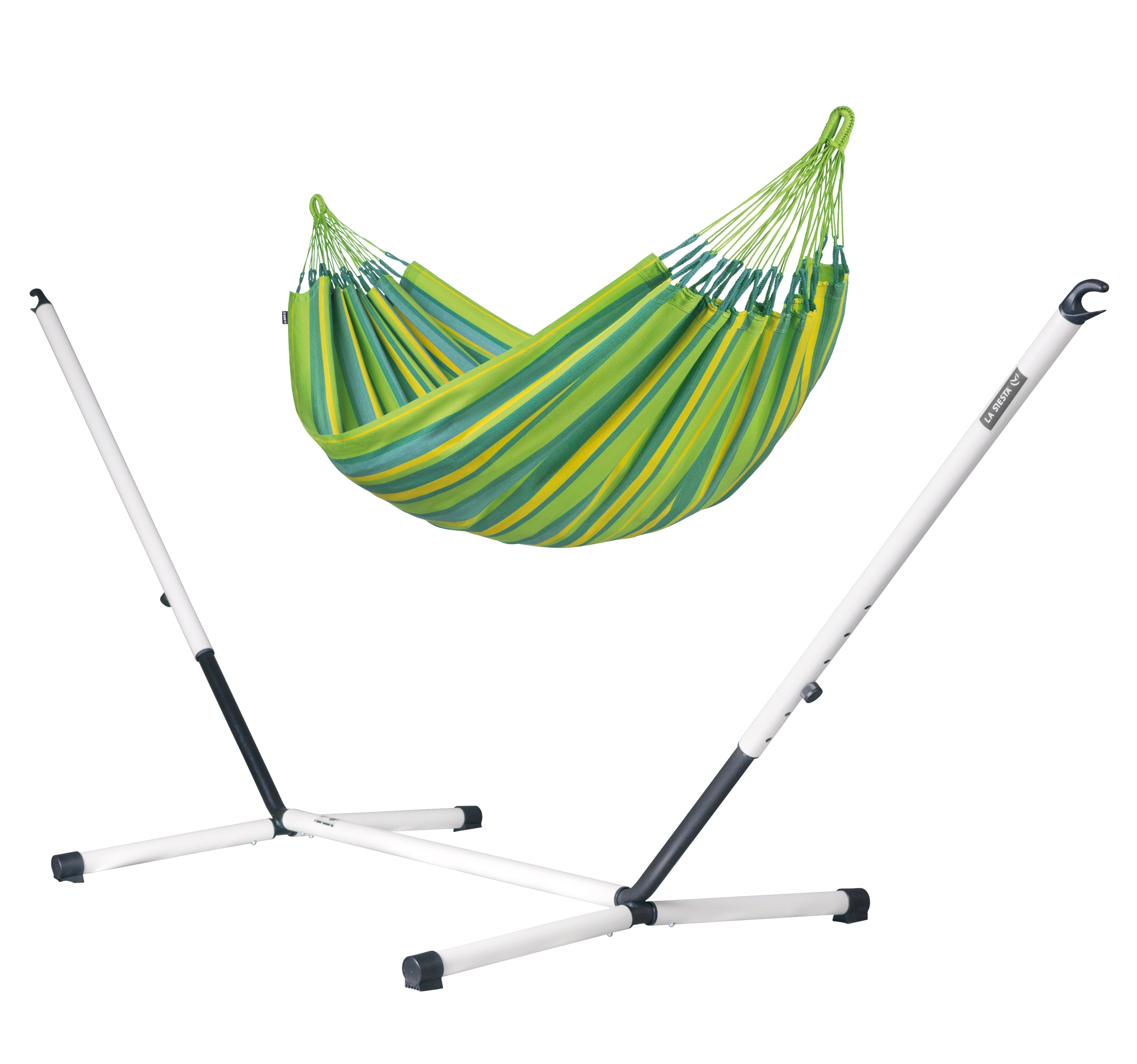 Nautico Cool Grey Outdoor Lime - Weather-Resistant Kingsize Hammock with Powder Coated Steel Stand