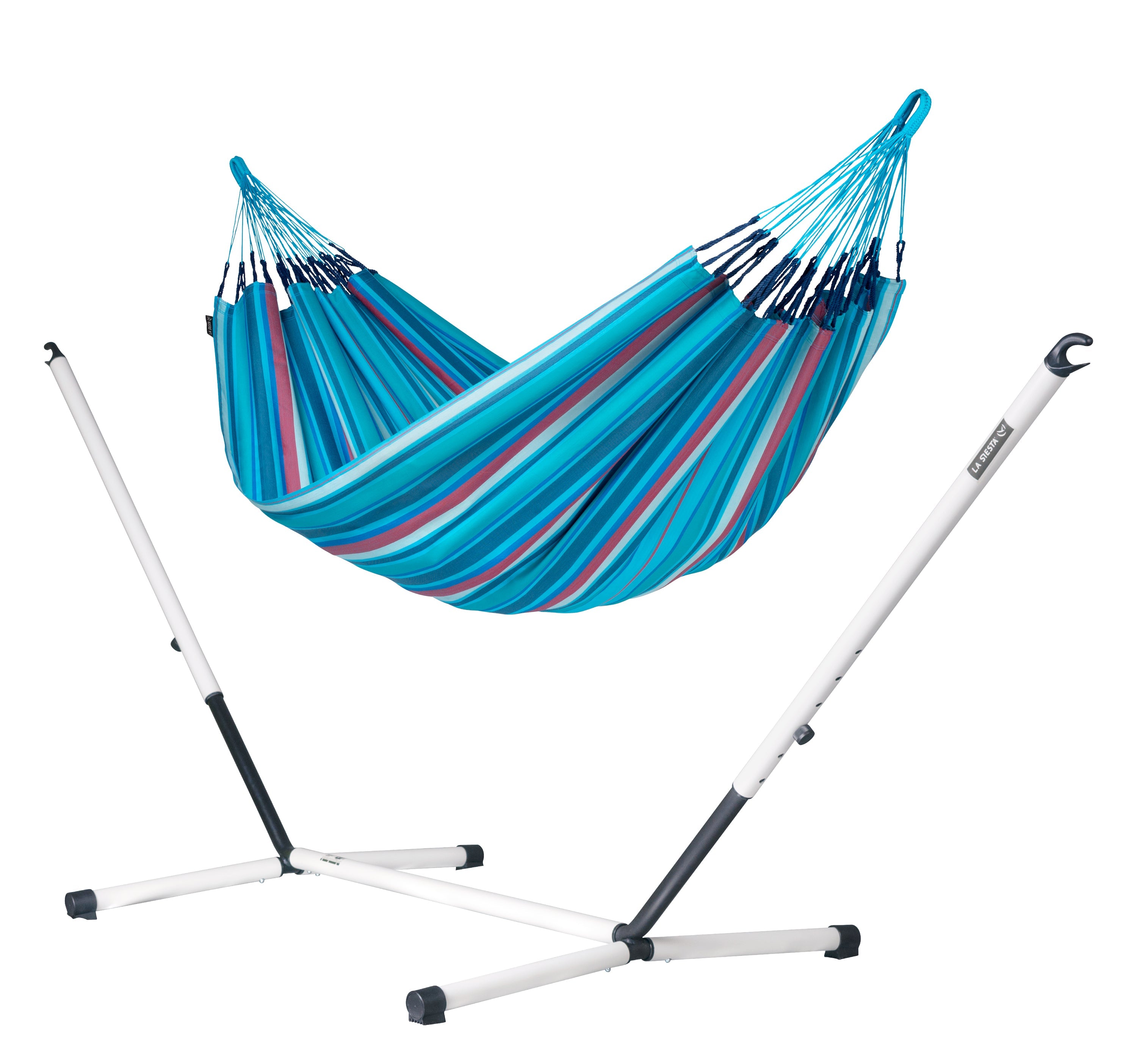 Nautico Cool Grey Outdoor Wave - Weather-Resistant Kingsize Hammock with Powder Coated Steel Stand
