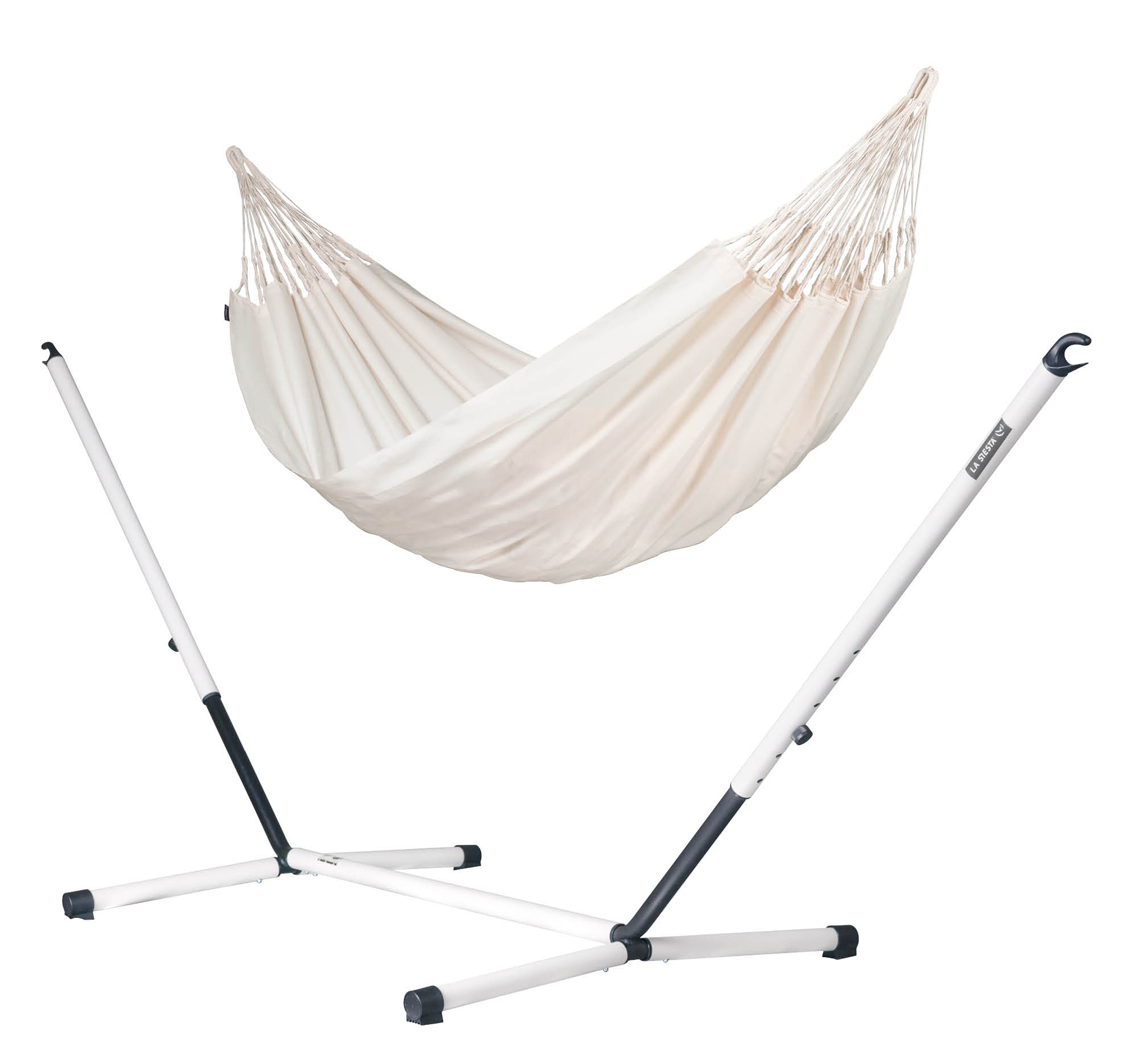 Nautico Cool Grey Outdoor Vanilla - Weather-Resistant Kingsize Hammock with Powder Coated Steel Stand
