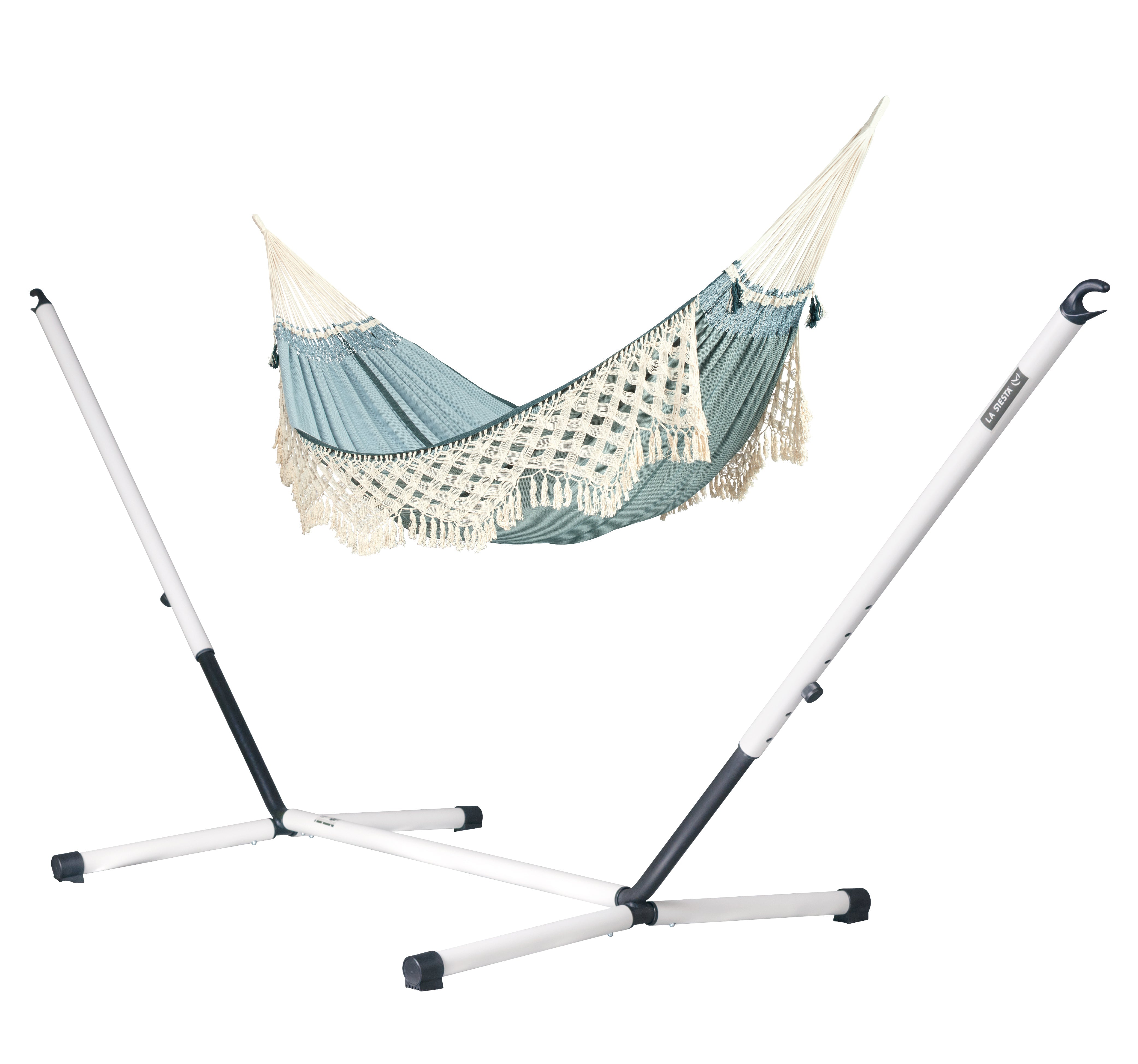 Nautico Cool Grey Brazil Fjord - Organic Cotton Kingsize Hammock with Powder Coated Steel Stand