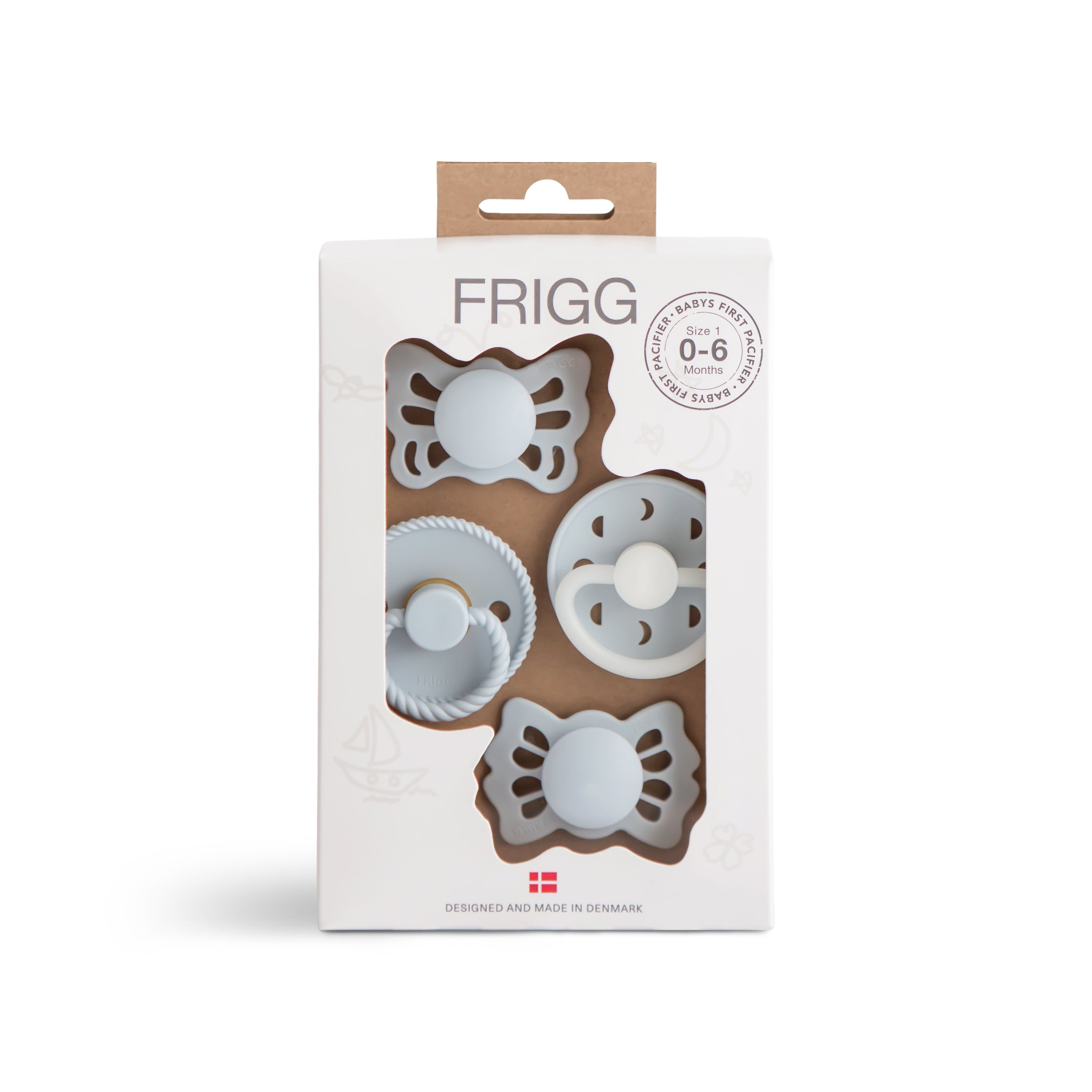 FRIGG Baby's First Pacifier Moonlight Sailing (Powder Blue) 4-Pack FRIGG PACIFIERS Mushie