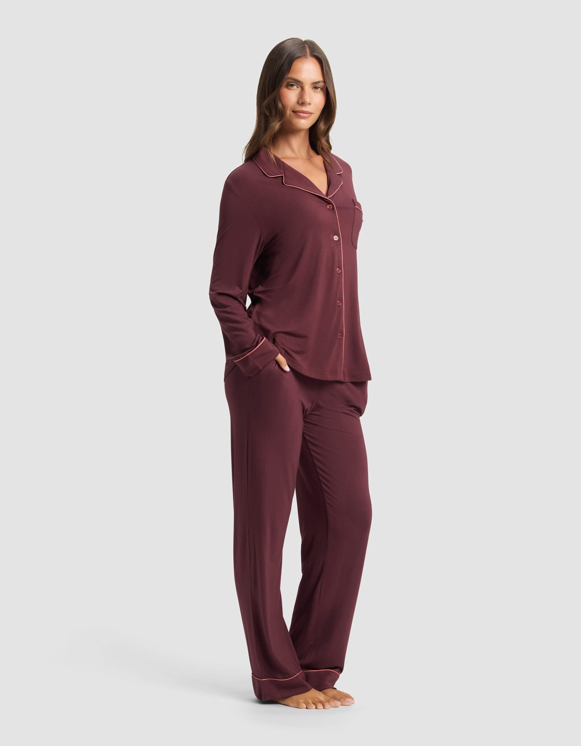 Women's Bamboo Stretch-Knit Long Sleeve Pajama Set