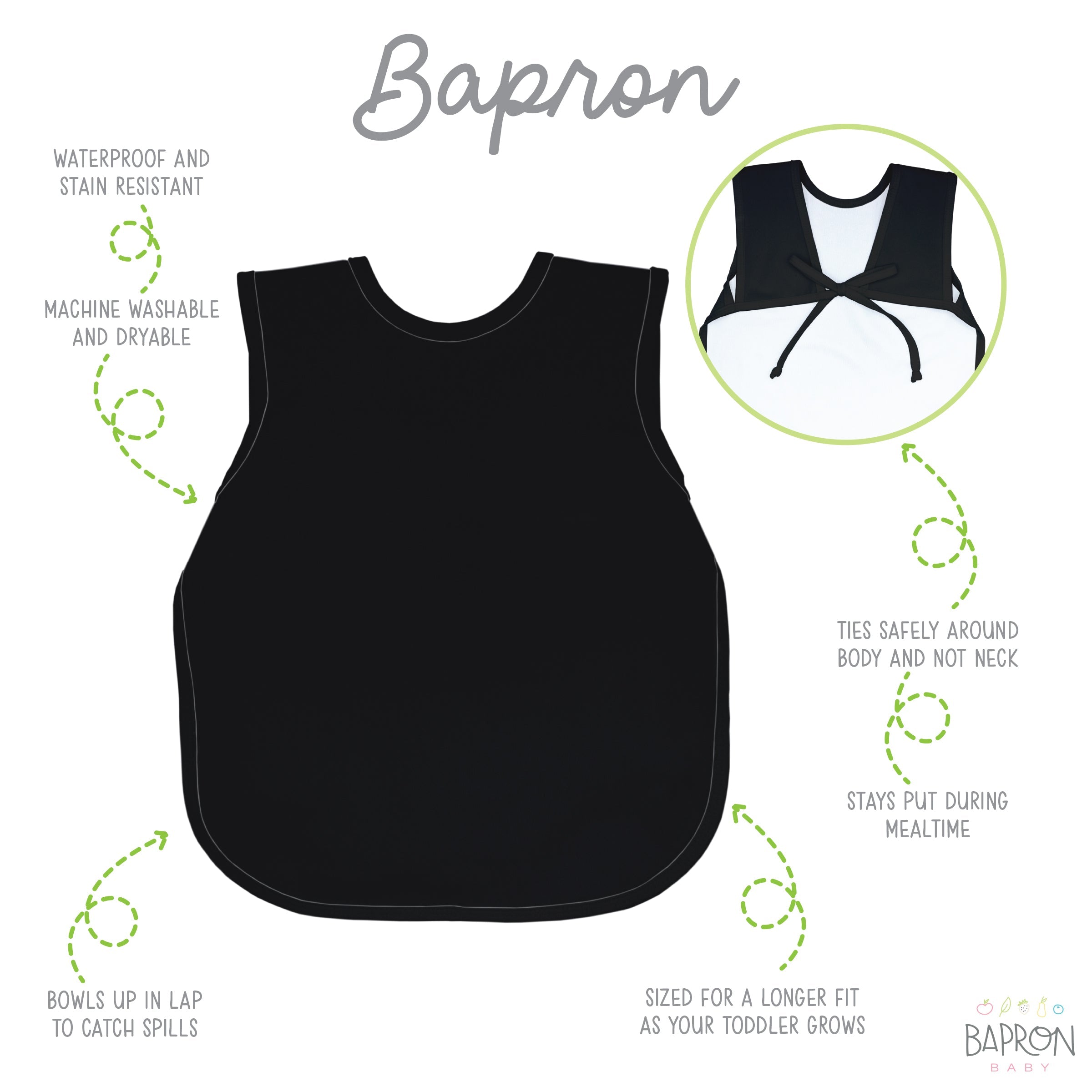 Solid Black Minimalist Bapron BapronBaby