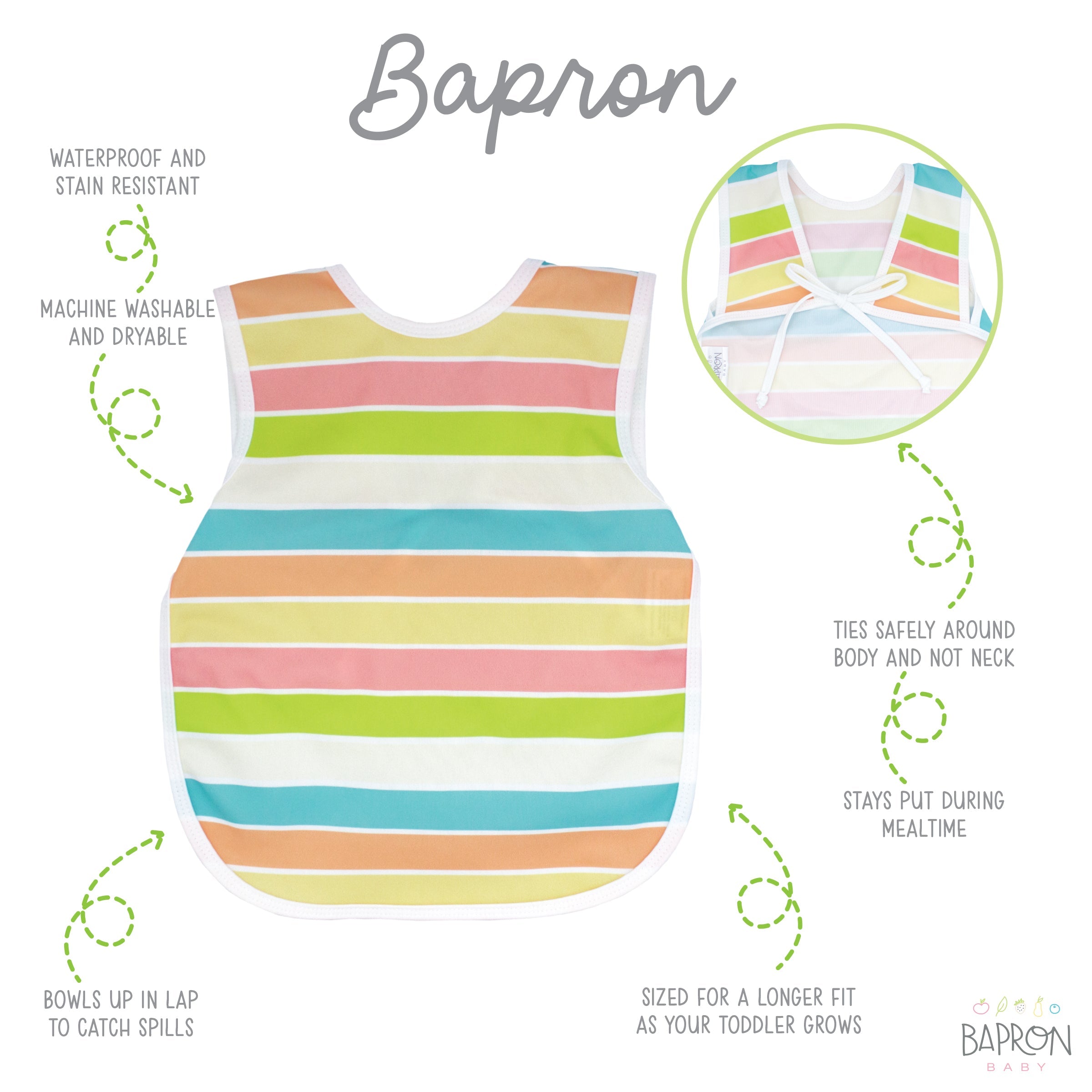 Rainbow Stripes Bapron BapronBaby