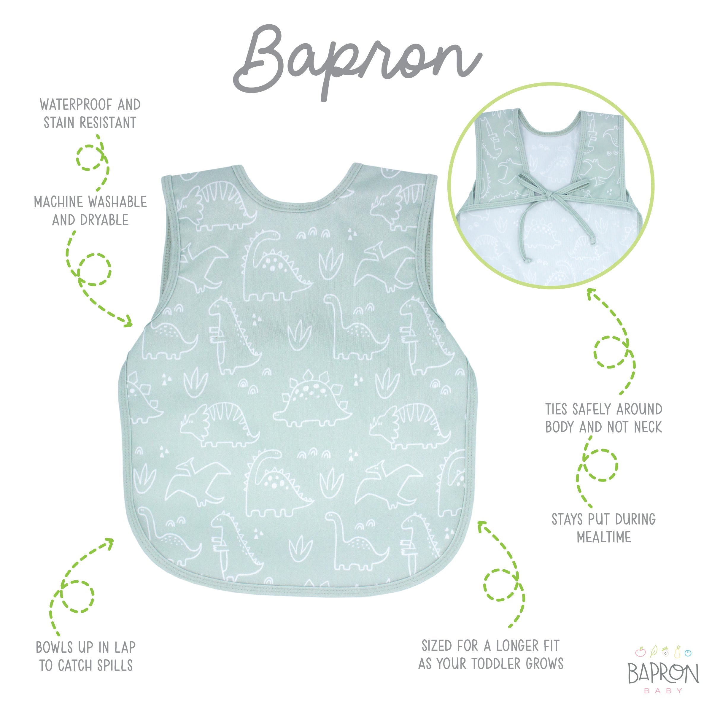 Dino Friends - Sage Bapron  BapronBaby