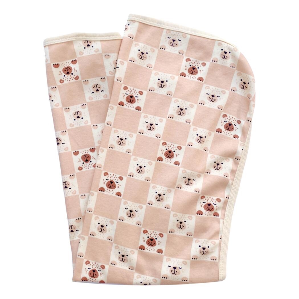 GOTS Certified Organic Cotton Blanket - Checkered Bear