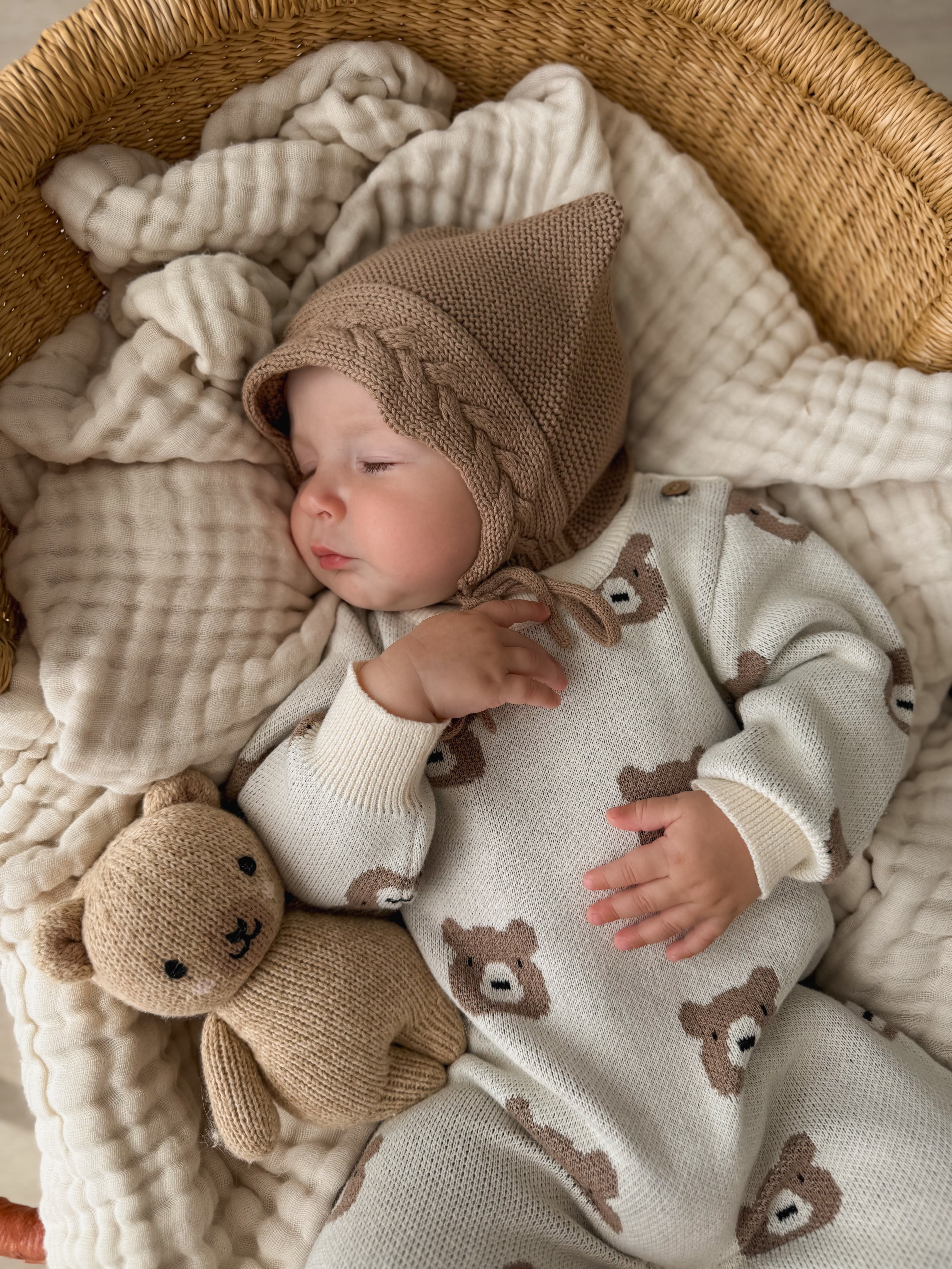 Baby Bear Bonnet - Acorn