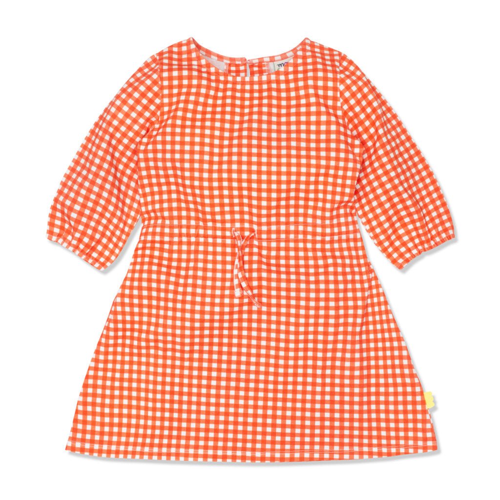 Gingham Kid Jersey Dress - Coral Gingham