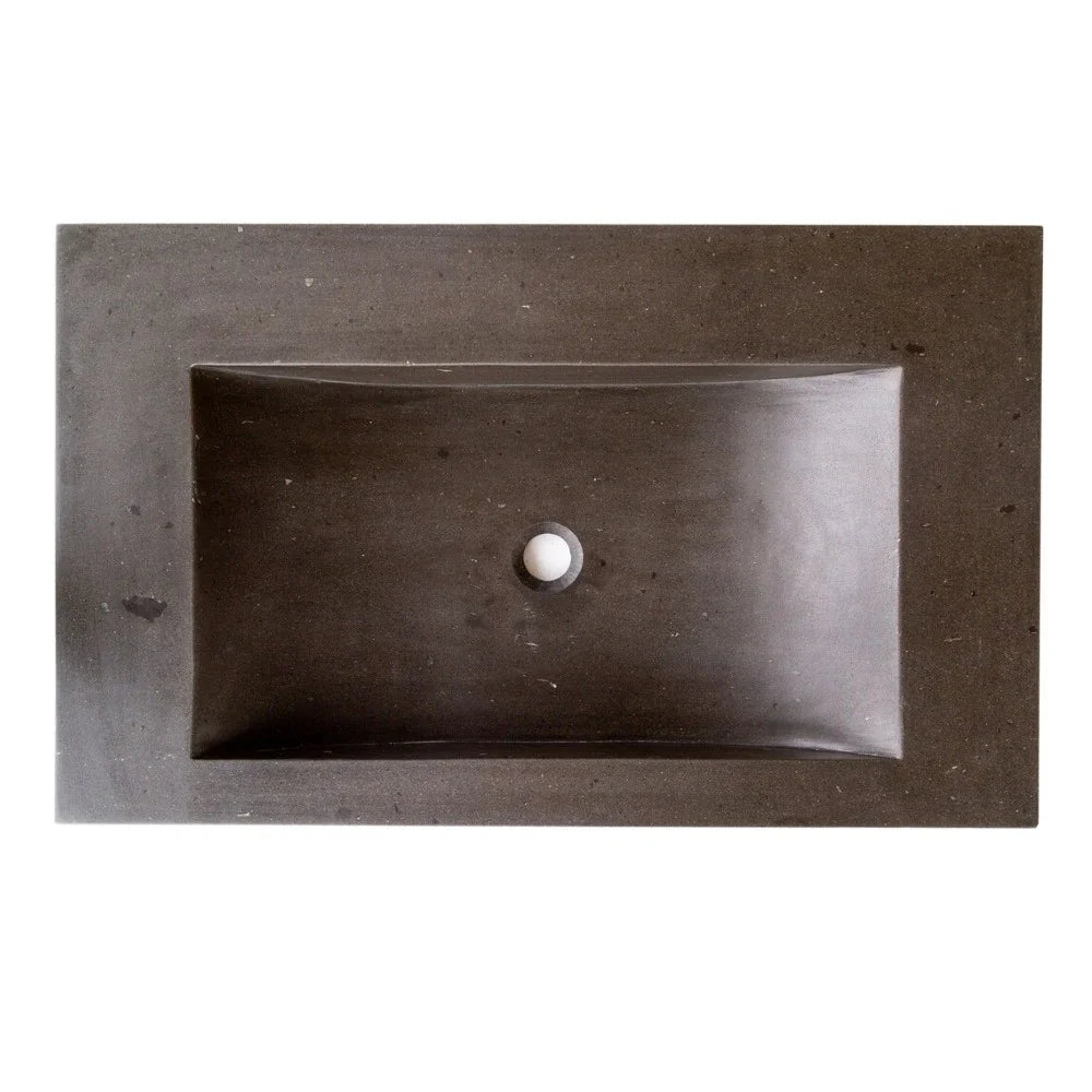 Black Andesite Natural Stone Rectangular Sink Honed/Matte (W)20" (L)33" (H)6"