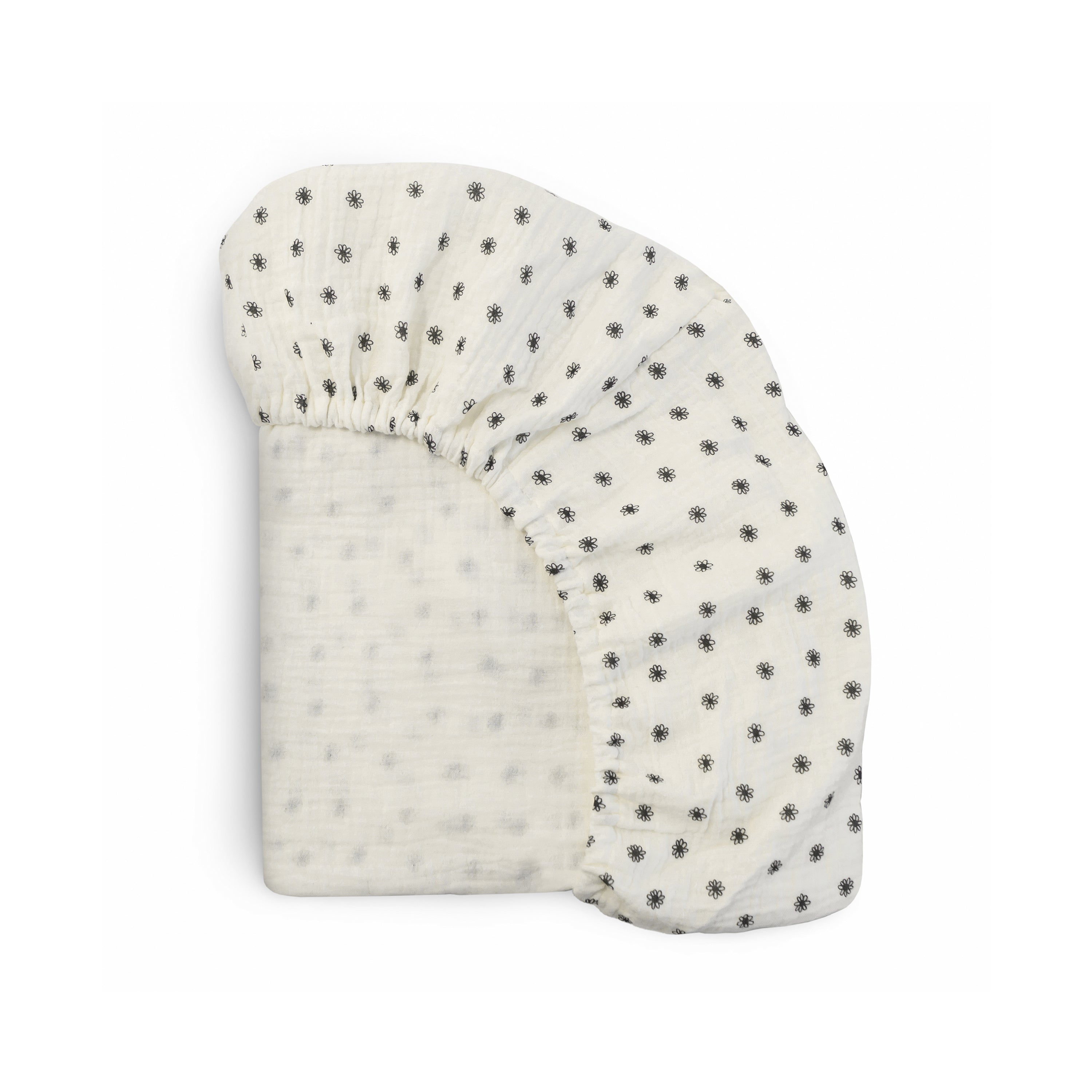 Mini Muslin Crib Sheet mini crib sheet Mushie Black Daisy