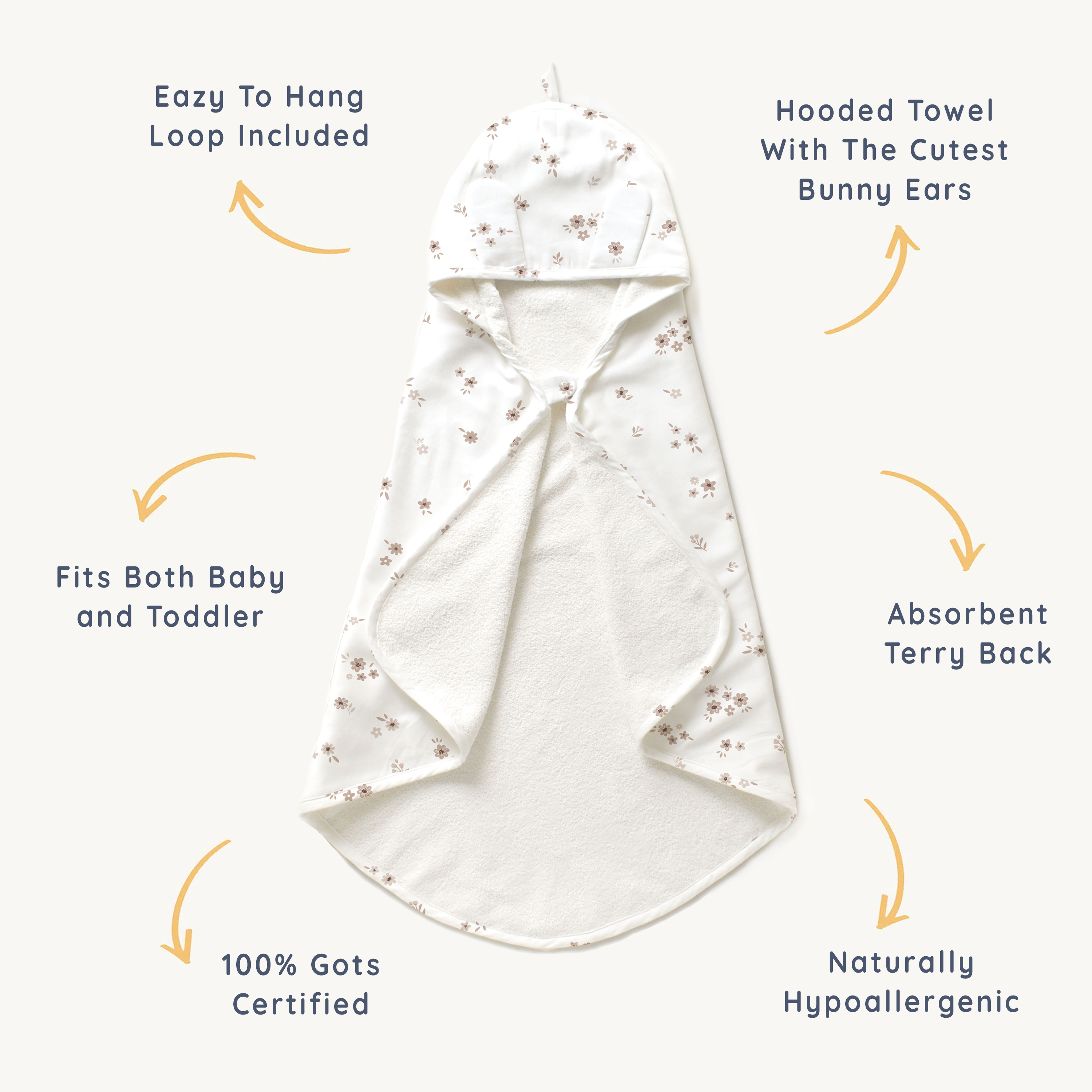 Organic Baby Towel - Bloom Hooded Towel Makemake Organics