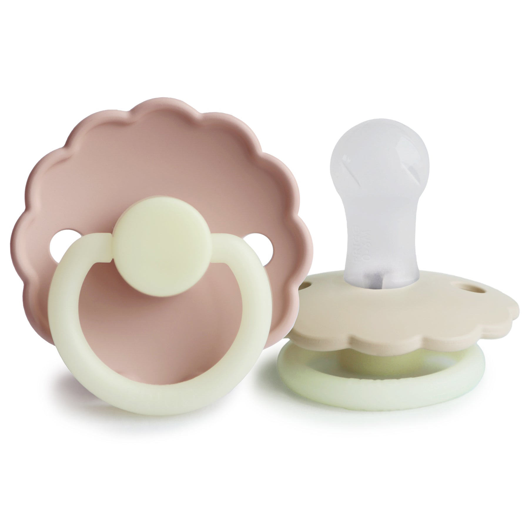 FRIGG Daisy Night Silicone Pacifier 2-Pack FRIGG PACIFIERS Mushie Blush/Cream 0-6 months