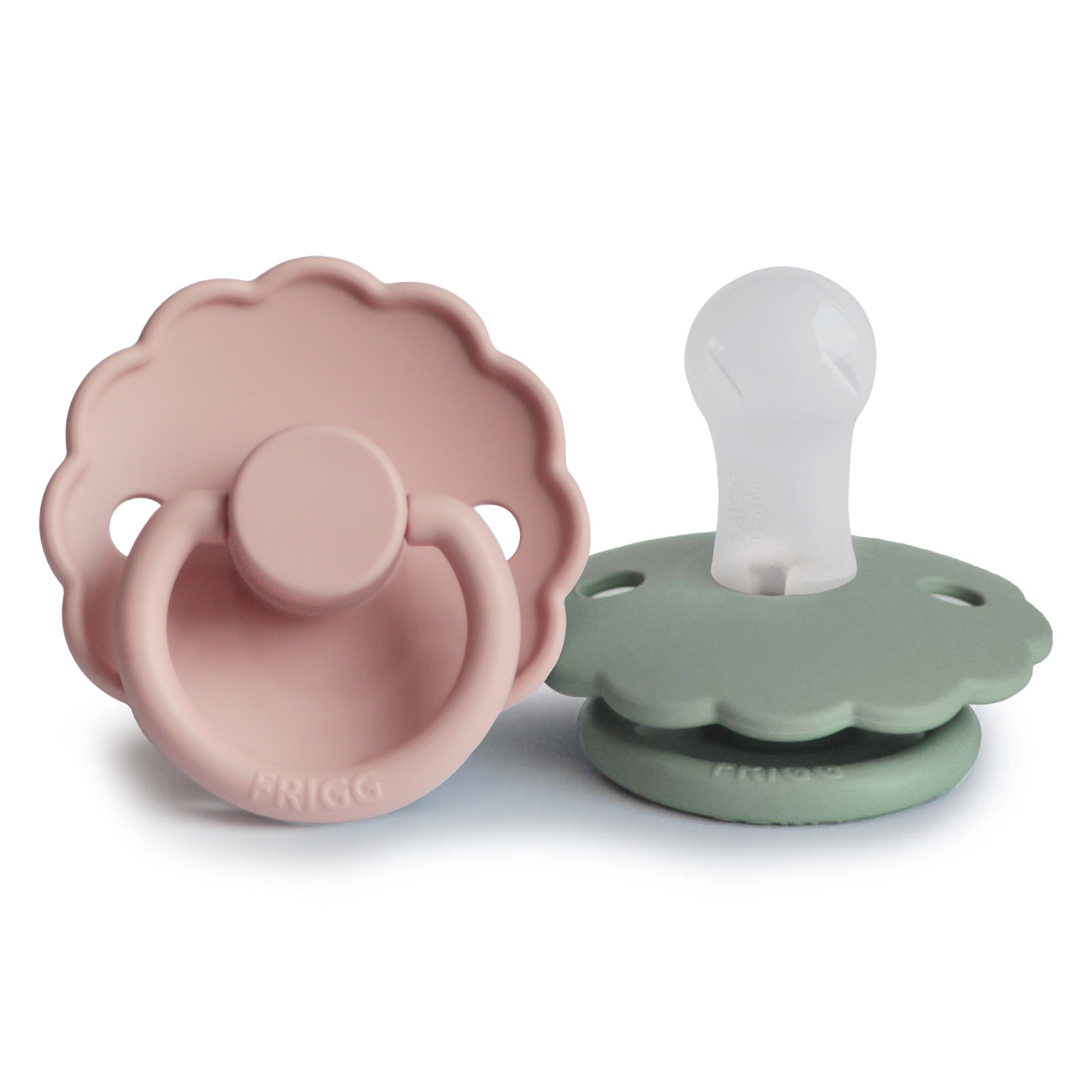 FRIGG Daisy Silicone Pacifier 2-Pack FRIGG PACIFIERS Mushie Blush/Sage 0-6 months