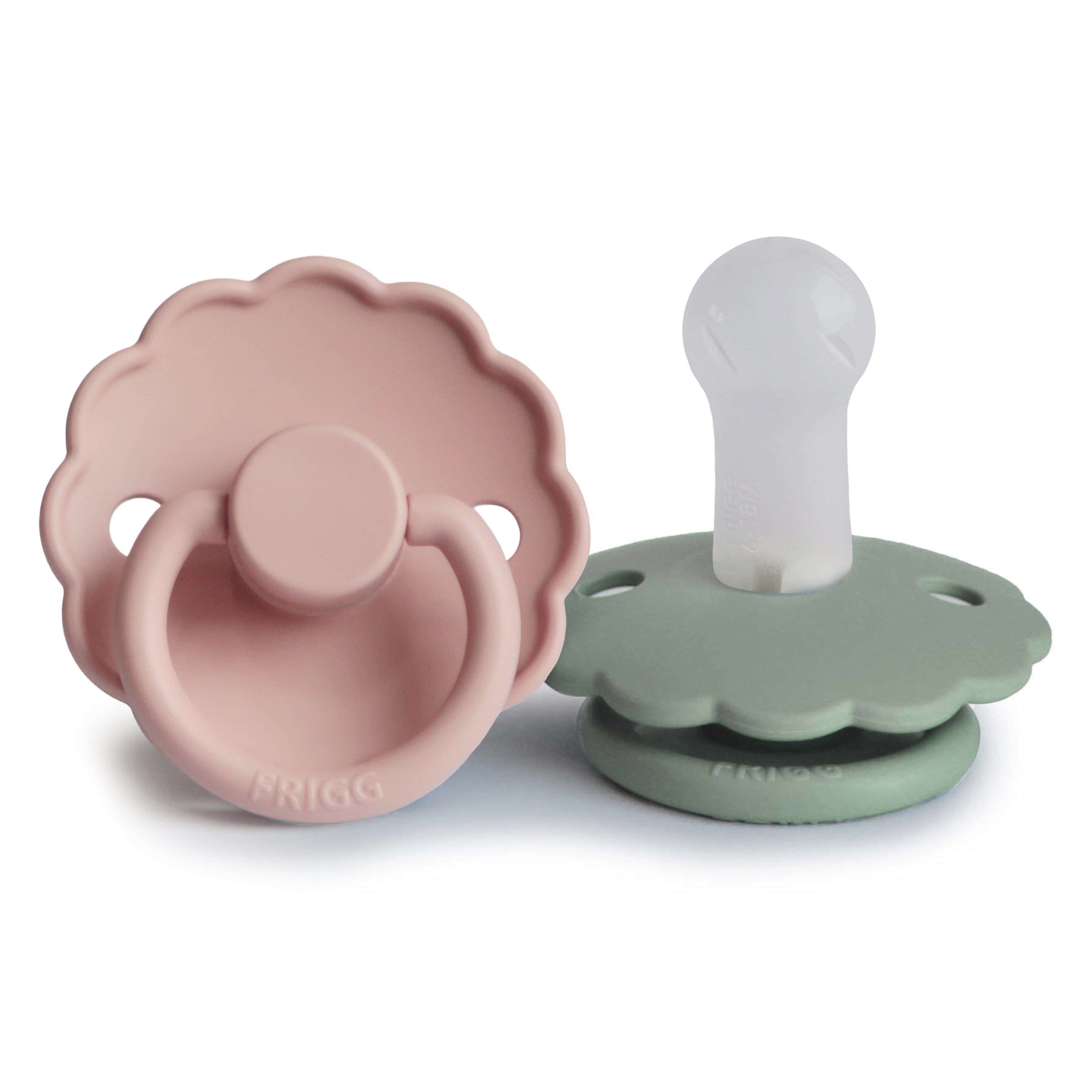 FRIGG Daisy Silicone Pacifier 2-Pack FRIGG PACIFIERS Mushie Blush/Sage 6-18 months