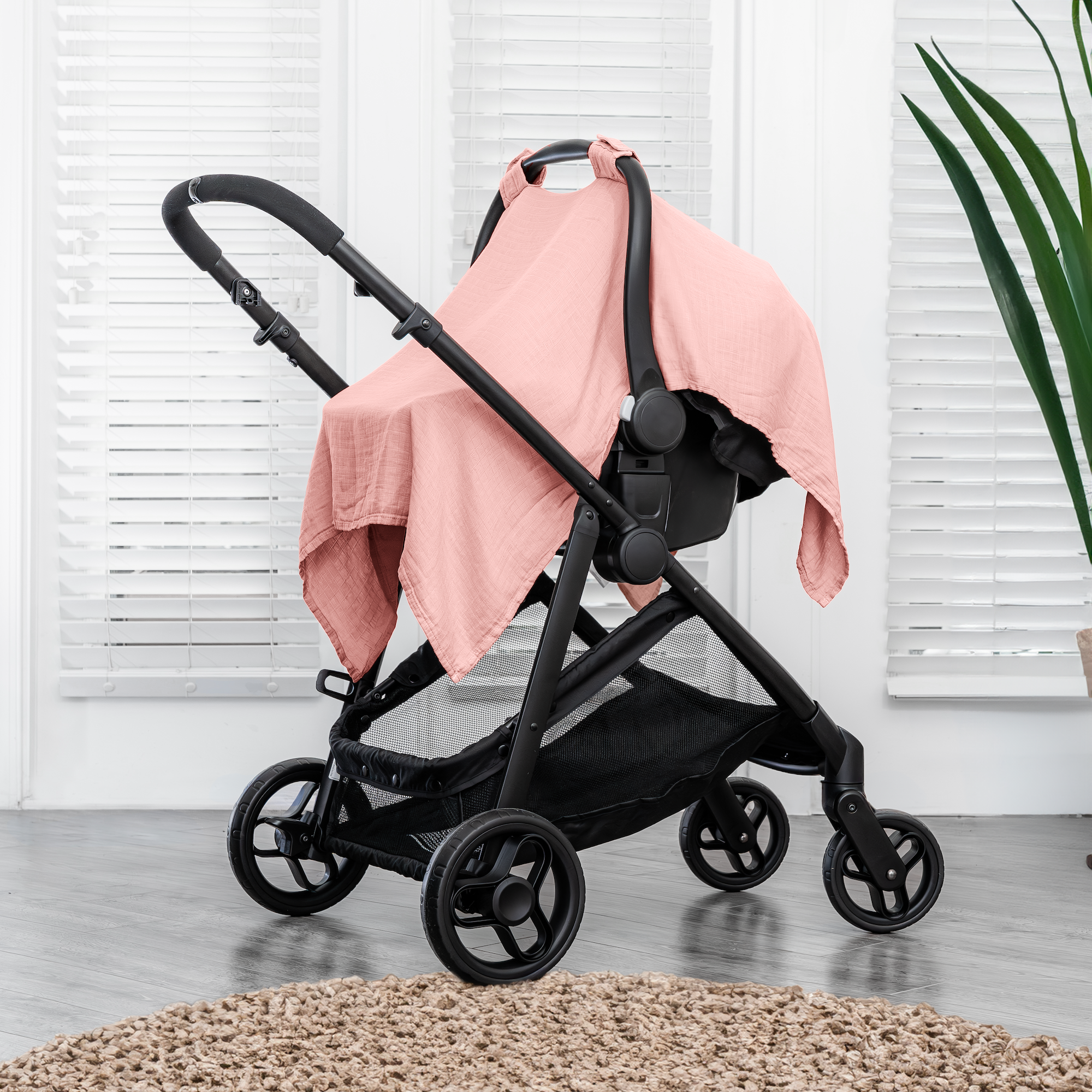 Baby Car Seat Cover in Bold Blush