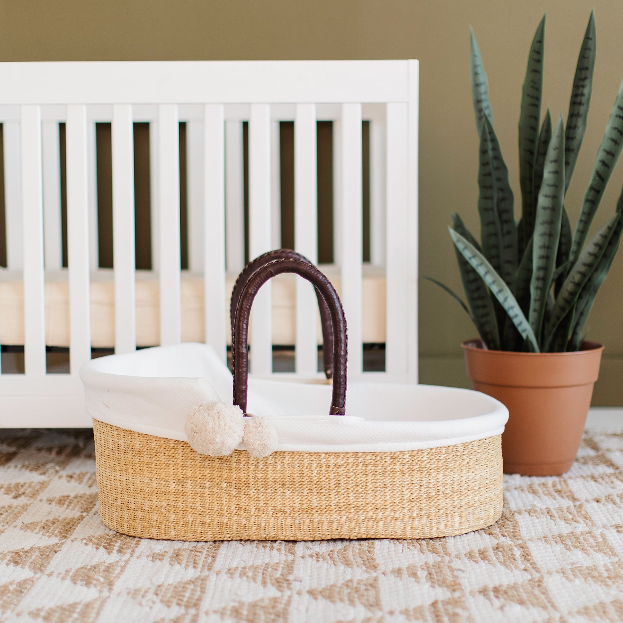 Brown Handle Moses Basket