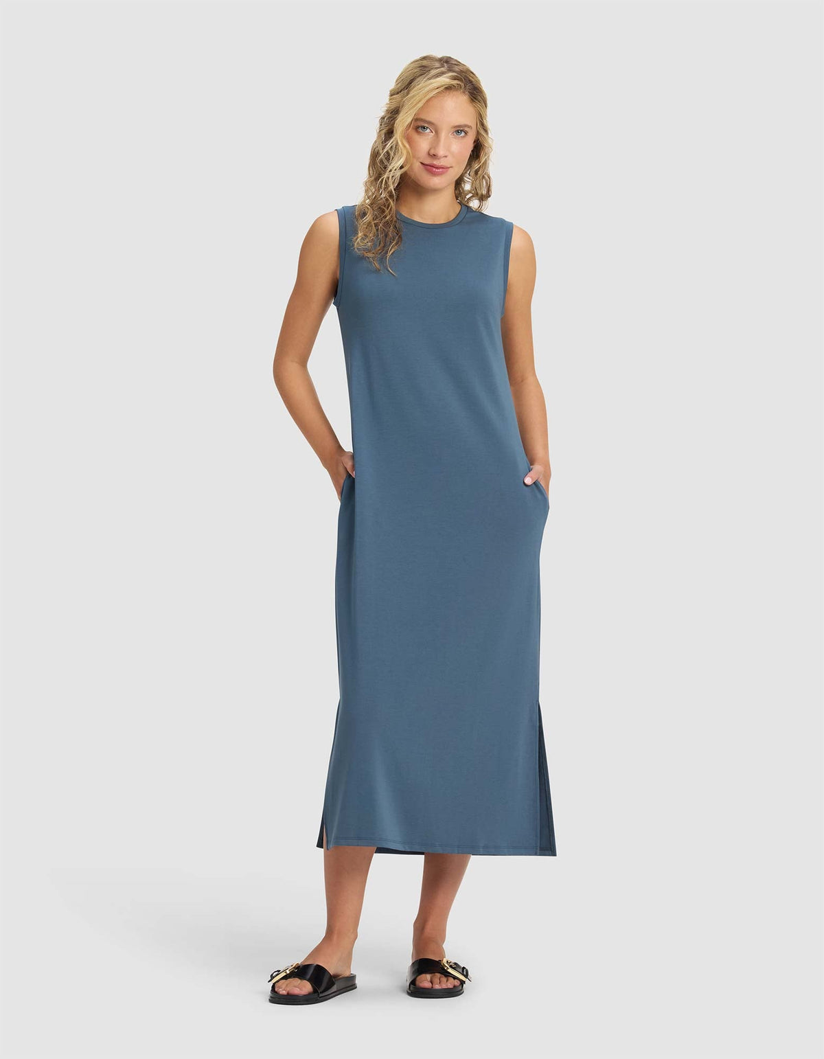 Women's Brushed Bamboo Sleeveless Midi Dress