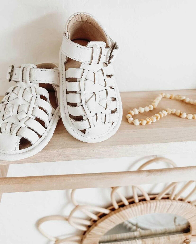 Leather Indie Sandal | Color 'Cotton' | Soft Sole Consciously Baby