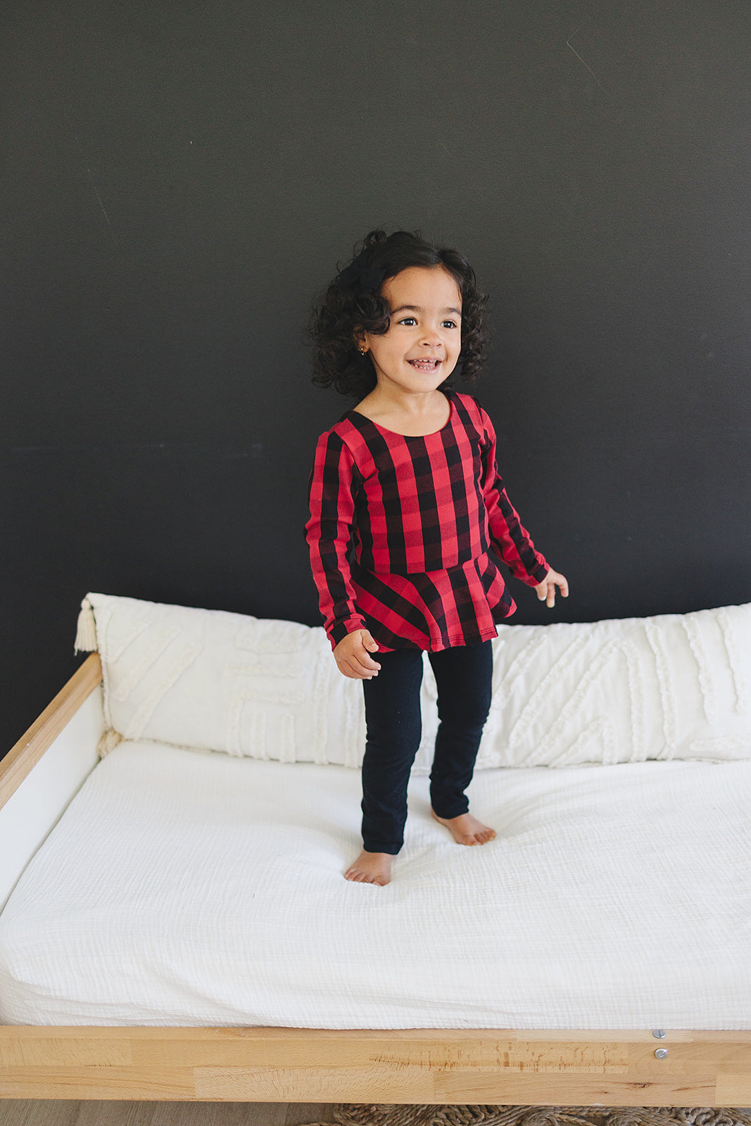Red & Black Check Peplum Top Tops doodle & jack