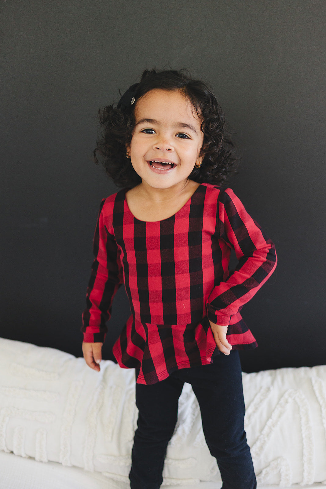 Red & Black Check Peplum Top Tops doodle & jack