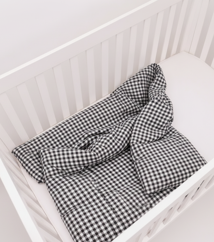Midnight Gingham Crib Quilted Blanket