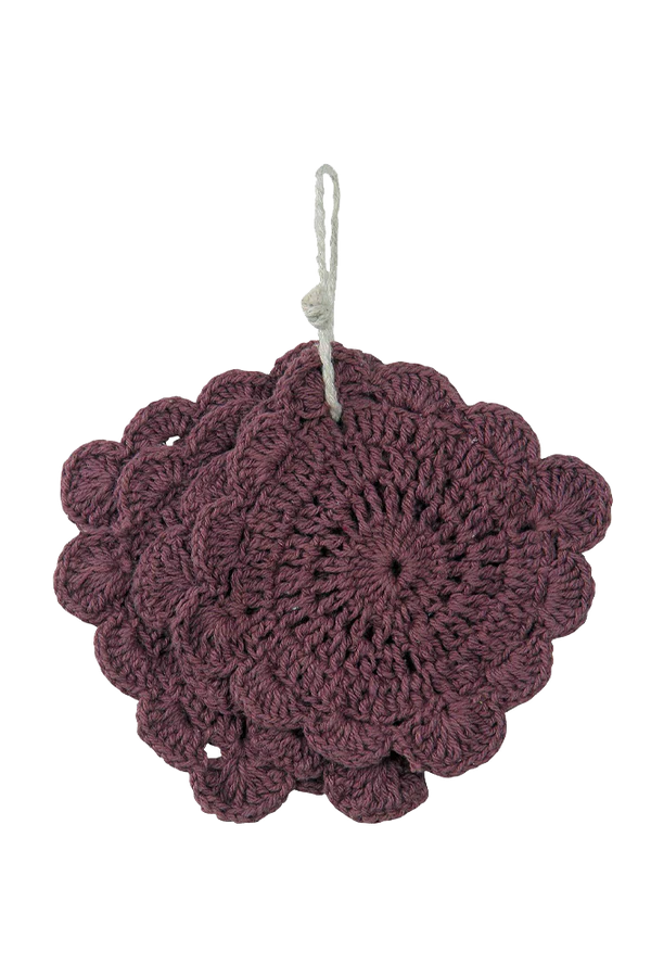 COASTER CROCHET BURGUNDY - SET OF 4 Little Wonder & Co