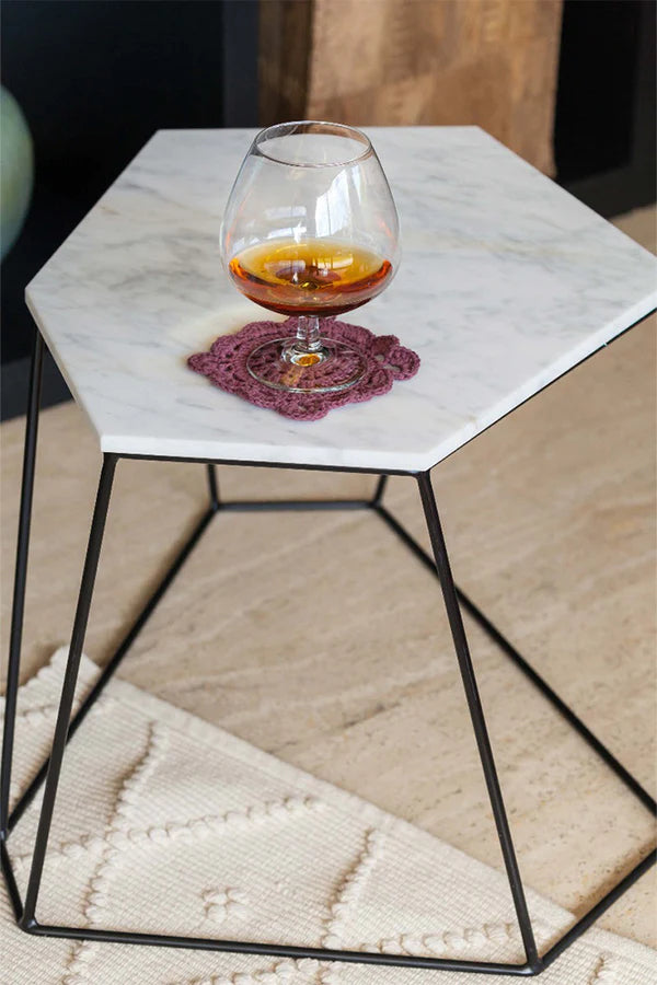 COASTER CROCHET BURGUNDY - SET OF 4 Little Wonder & Co