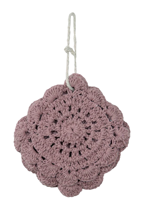 COASTER CROCHET OLD ROSE - SET OF 4 Little Wonder & Co