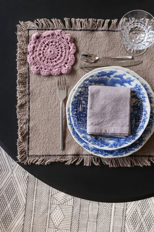 COASTER CROCHET OLD ROSE - SET OF 4 Little Wonder & Co