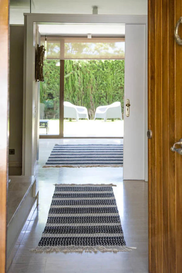 COTTON RUG MILANO NATURAL - BLACK Little Wonder & Co