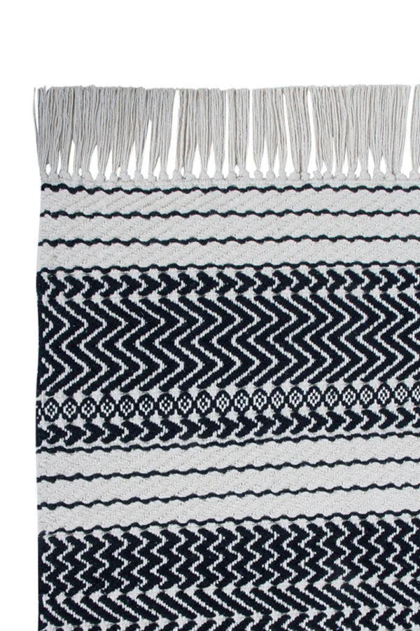 COTTON RUG MILANO NATURAL - BLACK Little Wonder & Co