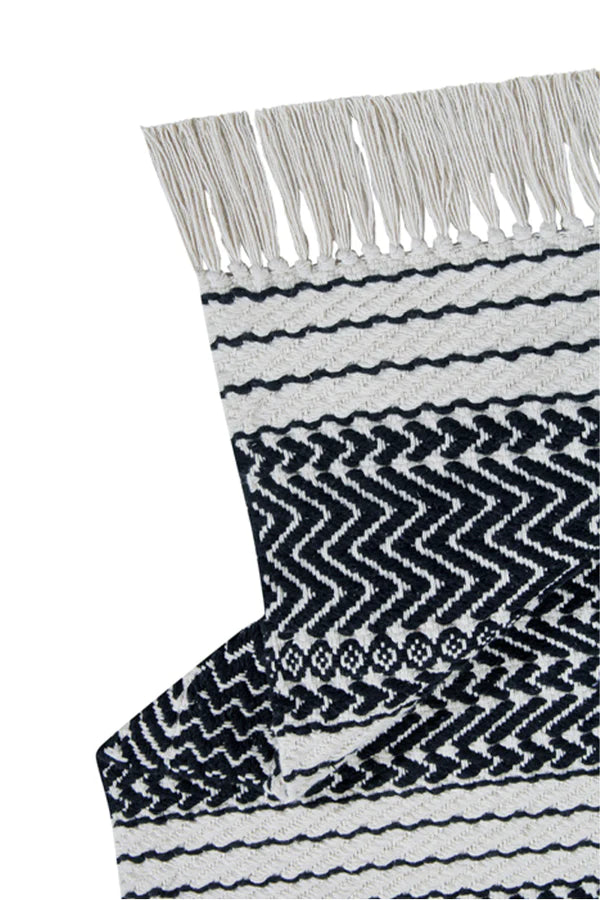 COTTON RUG MILANO NATURAL - BLACK Little Wonder & Co