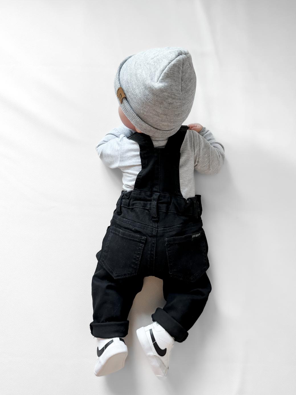 Baby Distressed Denim Overall - Black Wash