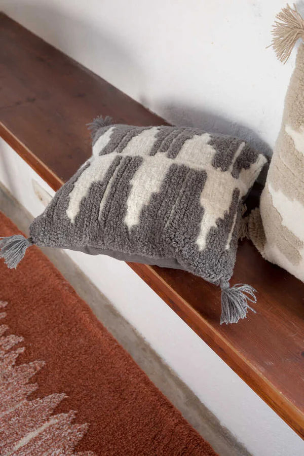 CUSHION ZAGROS CHARCOAL NATURAL Little Wonder & Co