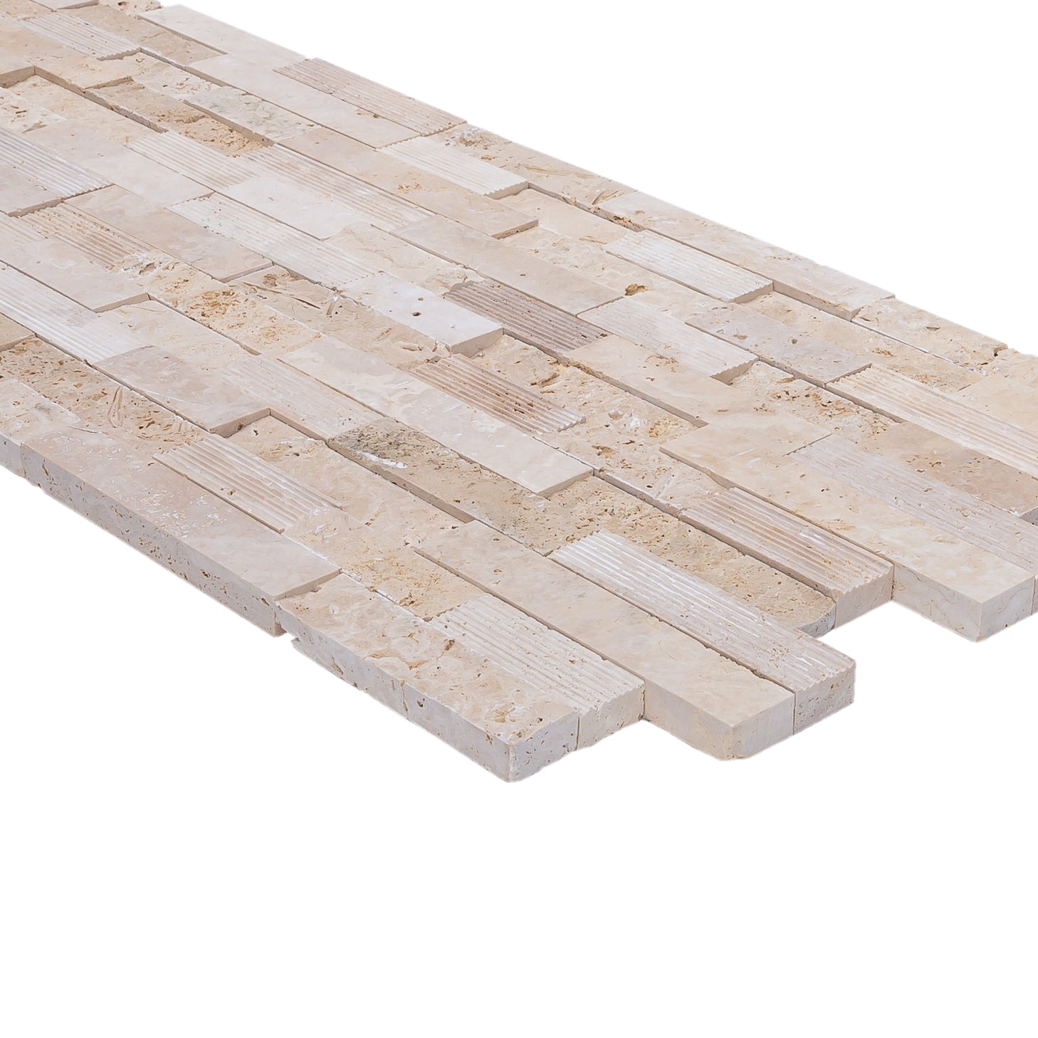 Camden Ivory Ledger 3D Panel 6"x24" Multi Surface Natural Travertine Wall Tile - Belair Collection