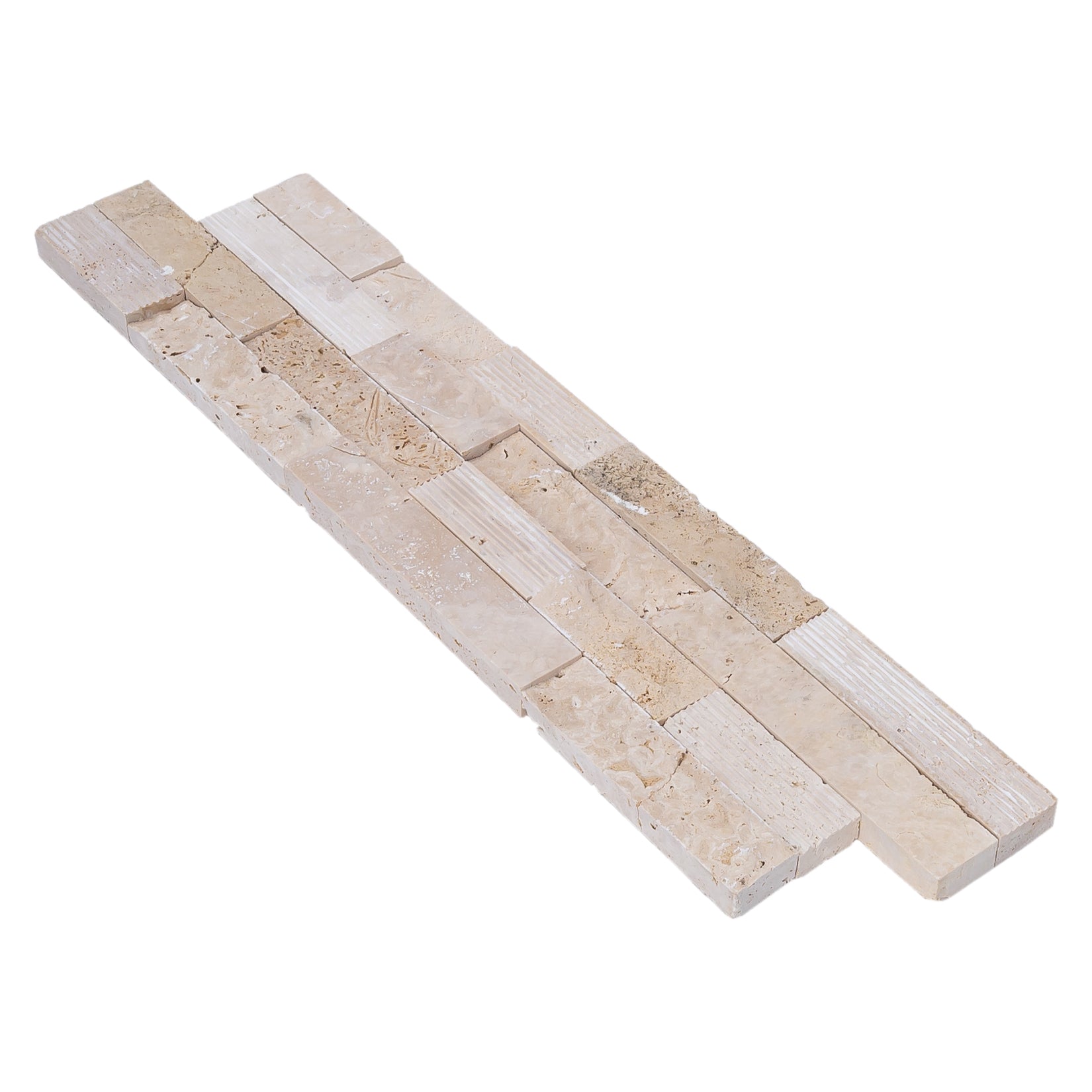 Camden Ivory Ledger 3D Panel 6"x24" Multi Surface Natural Travertine Wall Tile - Belair Collection
