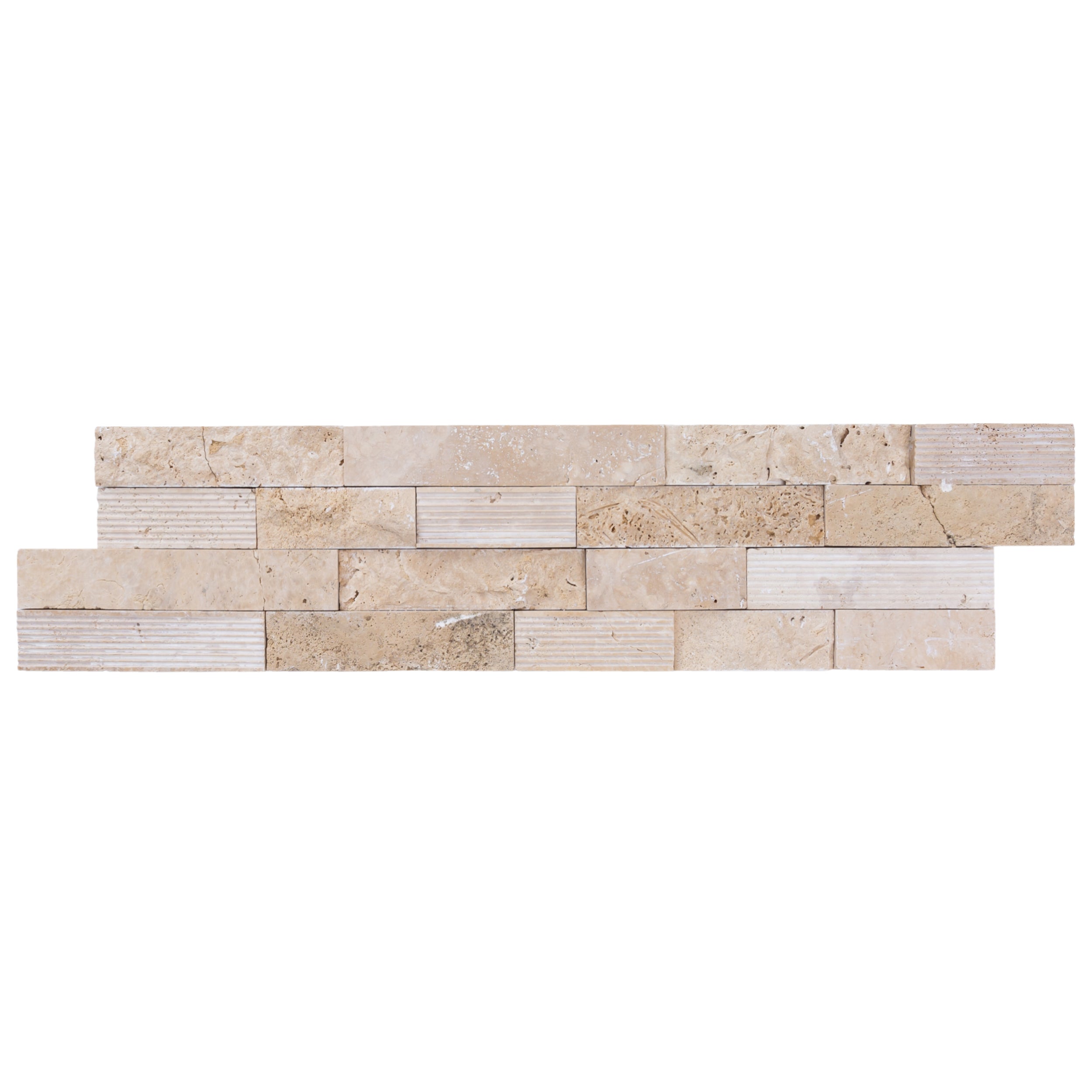 Camden Ivory Ledger 3D Panel 6"x24" Multi Surface Natural Travertine Wall Tile - Belair Collection