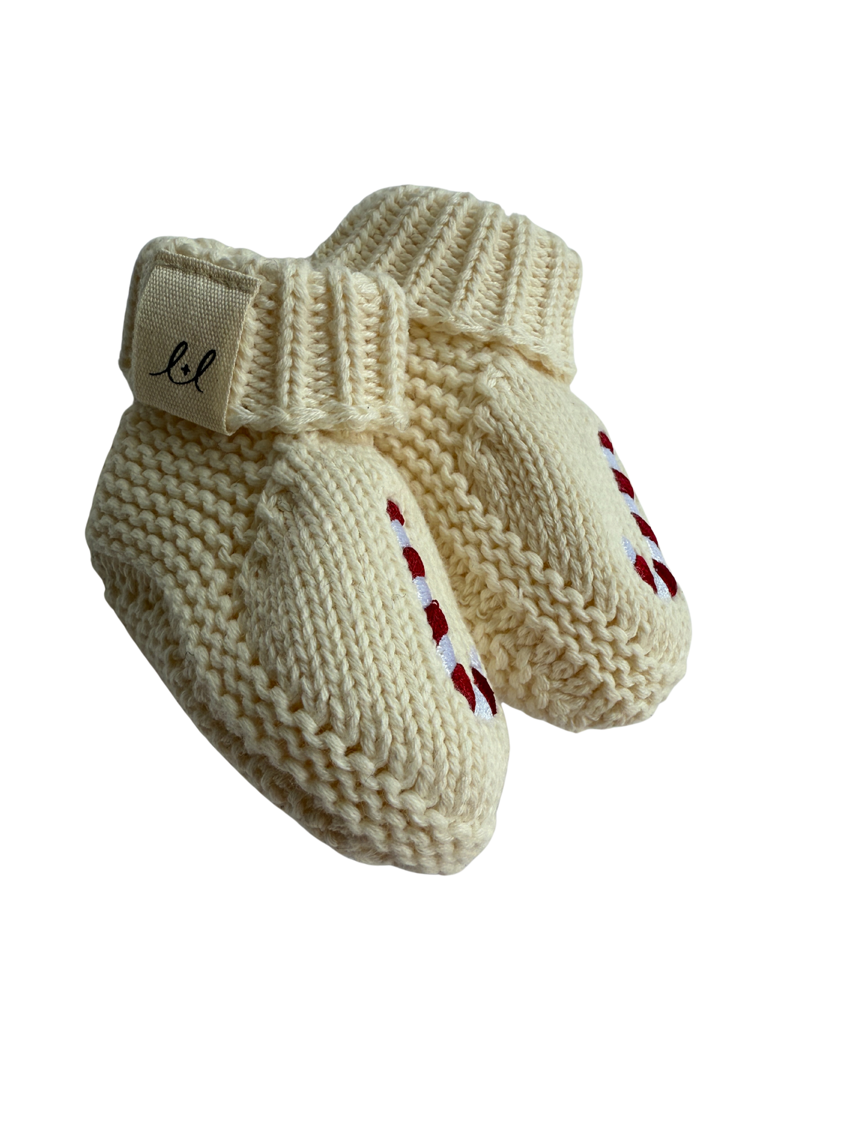 Candy Cane Embroidered Booties
